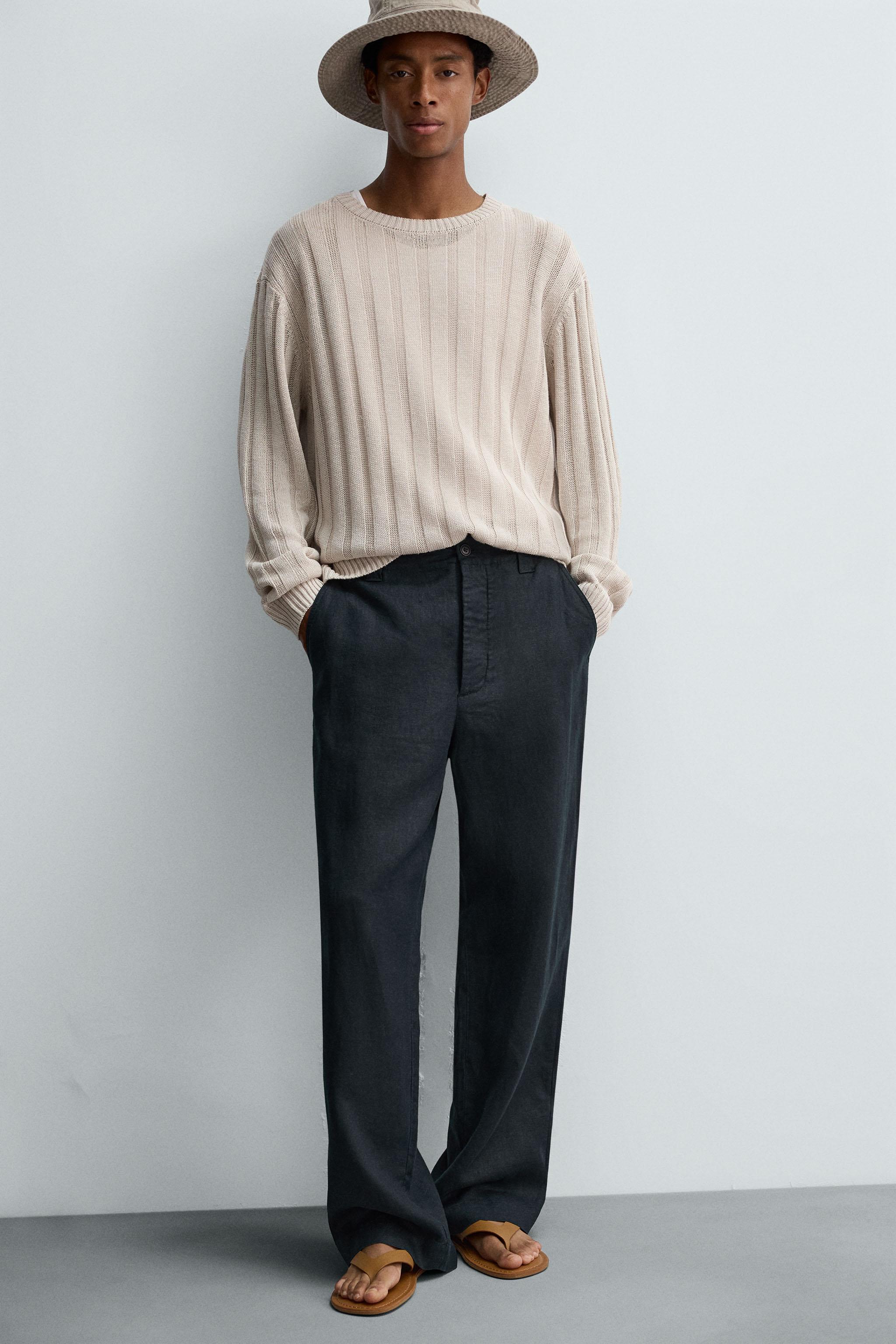 STRAIGHT FIT 100% LINEN PANTS