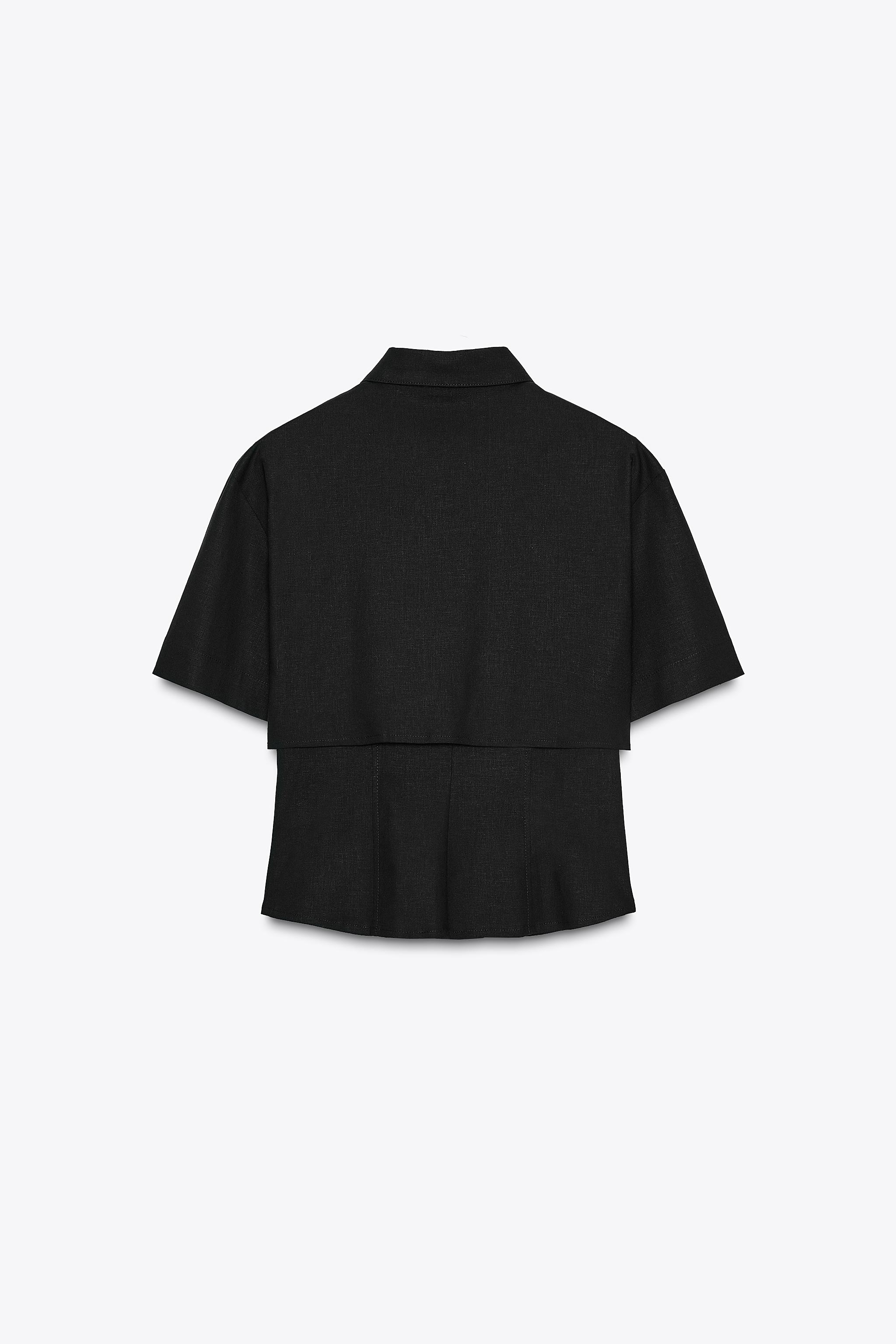 FITTED DOUBLE LAYER LINEN SHIRT