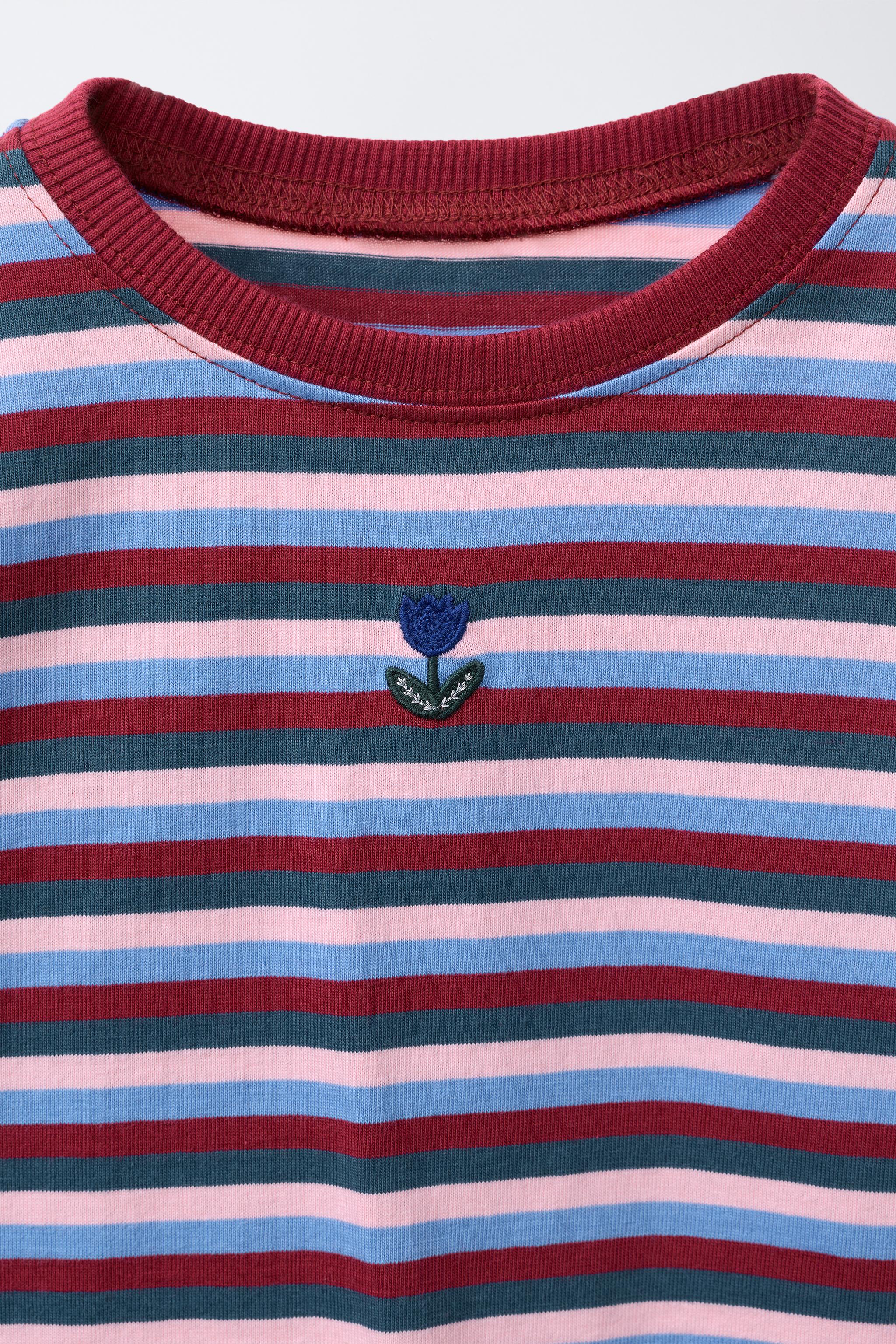 WOVEN STRIPED EMBROIDERED T-SHIRT