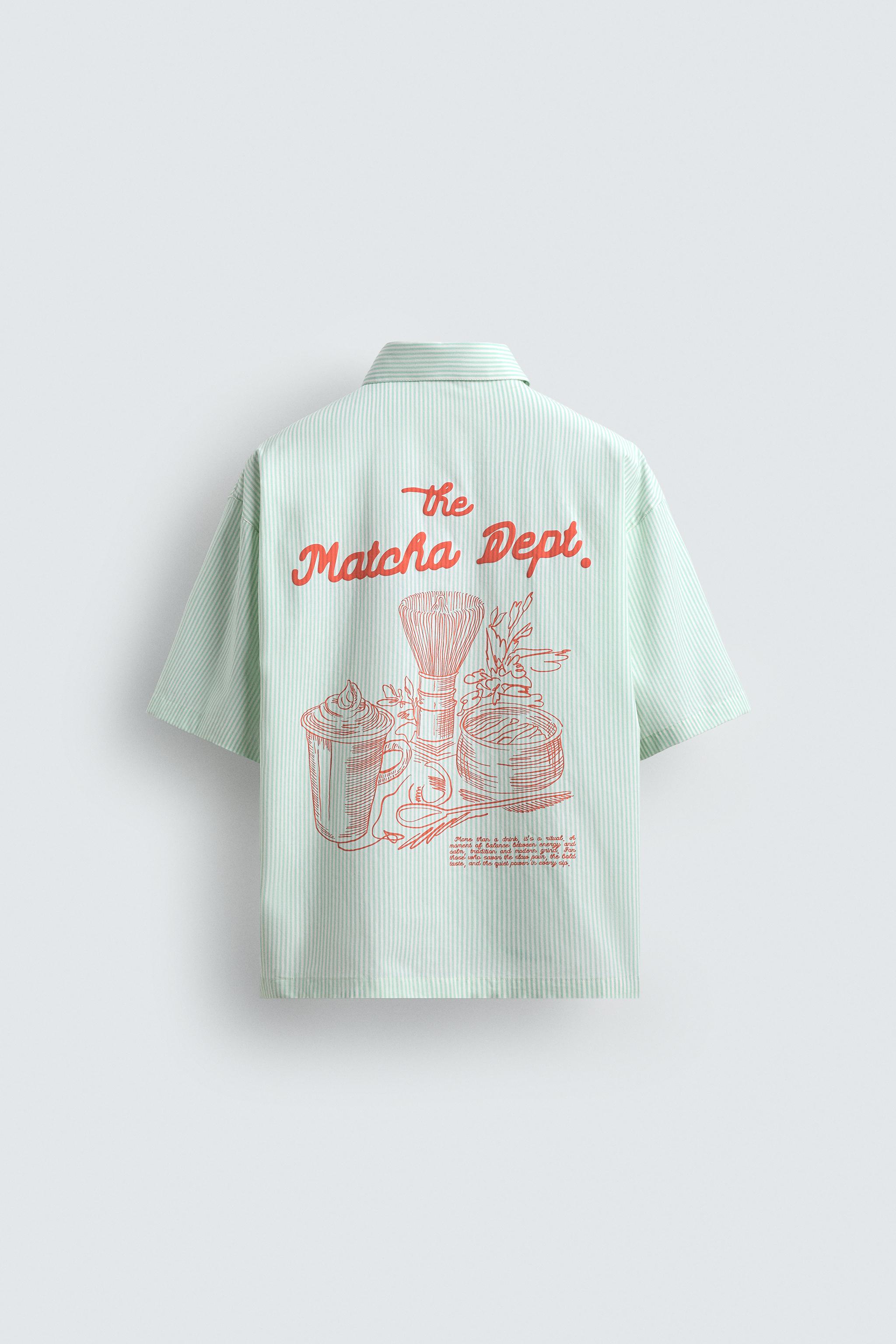 COMBINATION TEXT STRIPED SHIRT