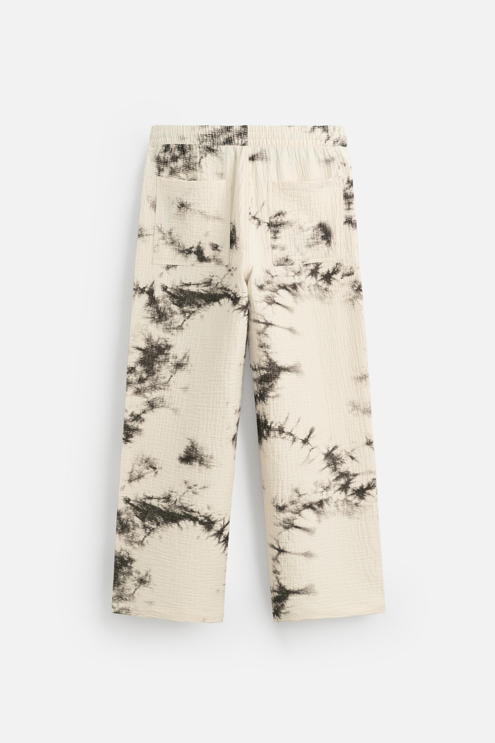 TEXTURED TIE-DYE PRINT PANTS