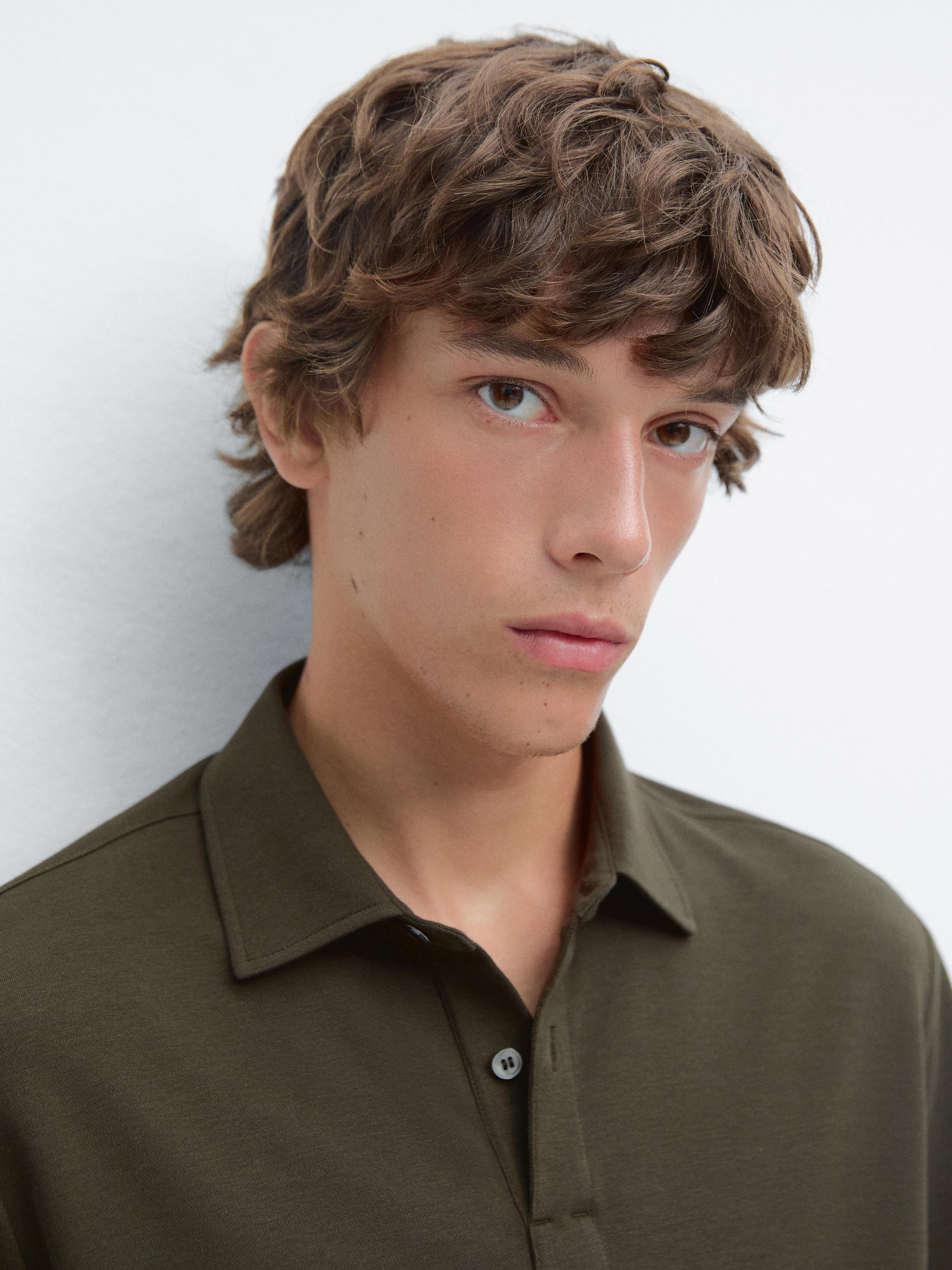 Cotton blend short sleeve polo shirt