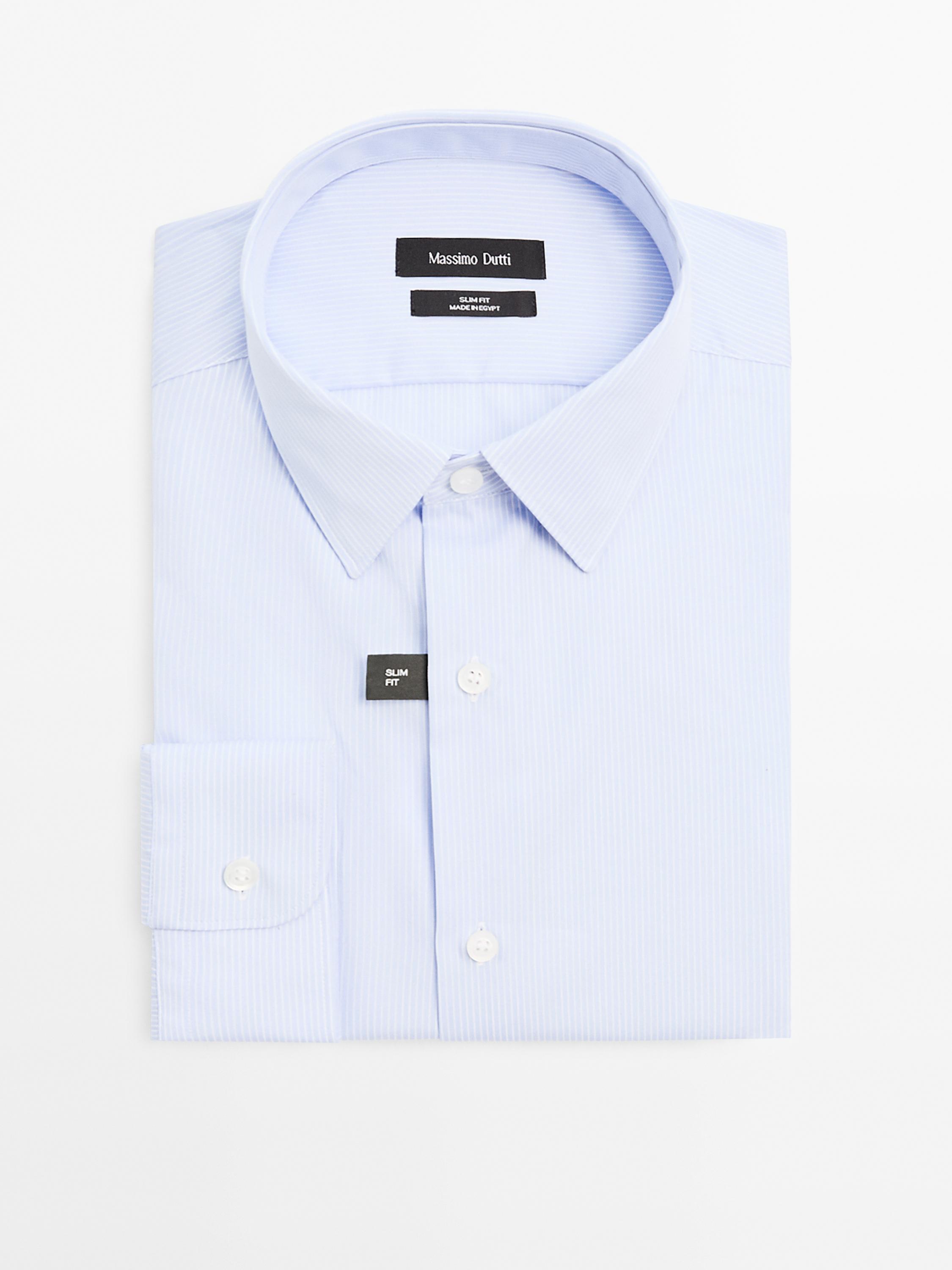 Slim fit striped 100% cotton shirt