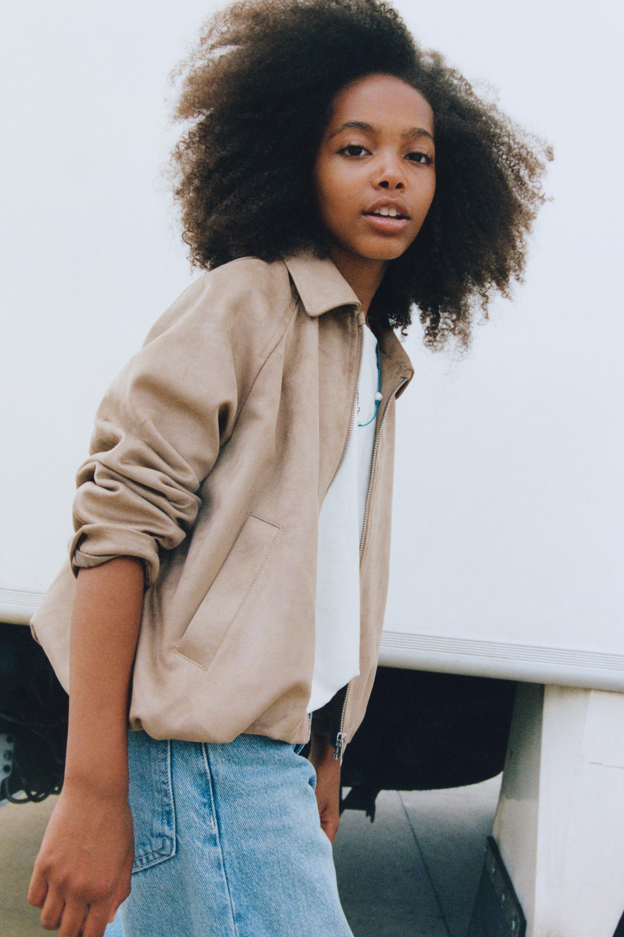 FAUX SUEDE BALLOON JACKET