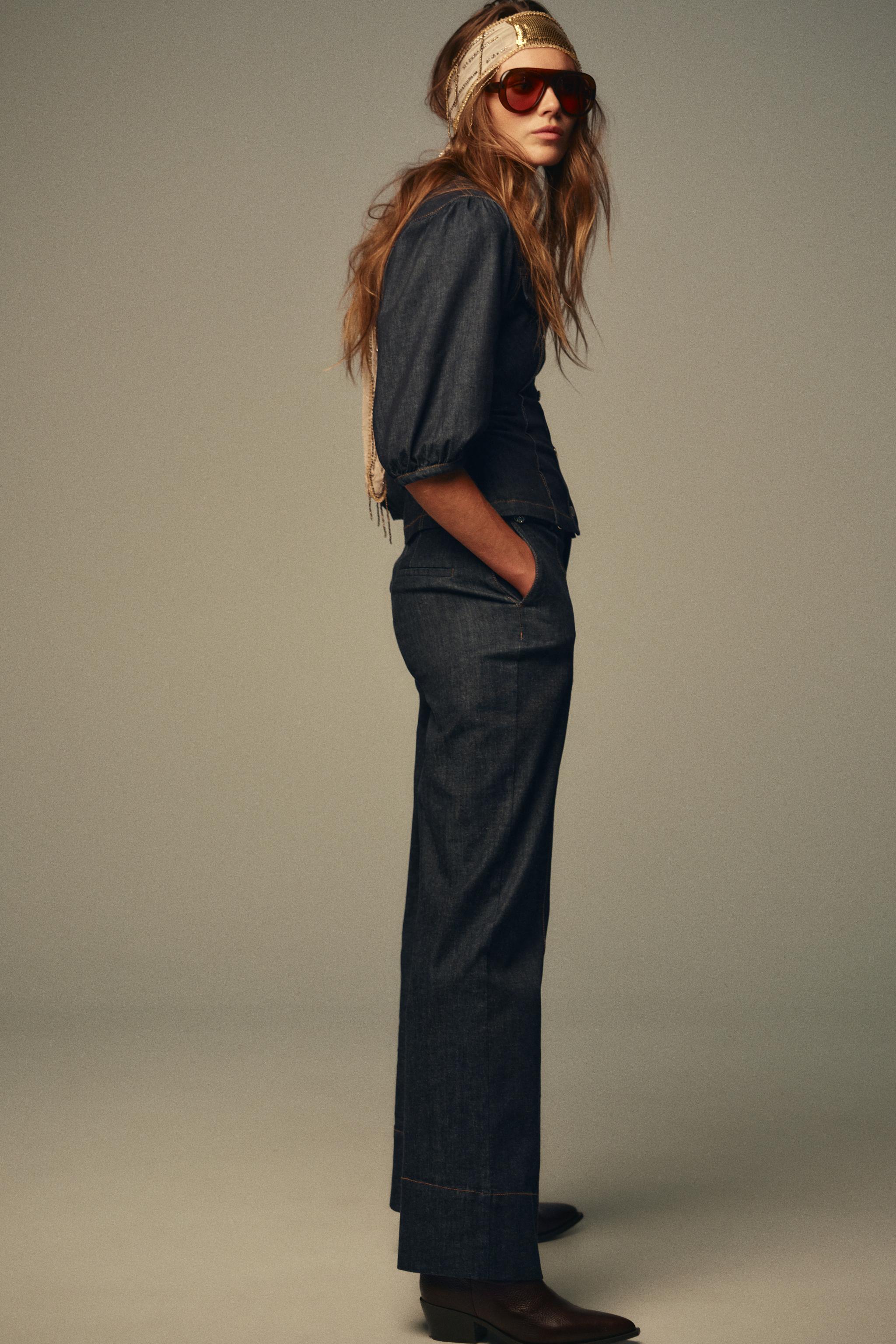 Z1975 FITTED DENIM PUFF SLEEVE SHIRT