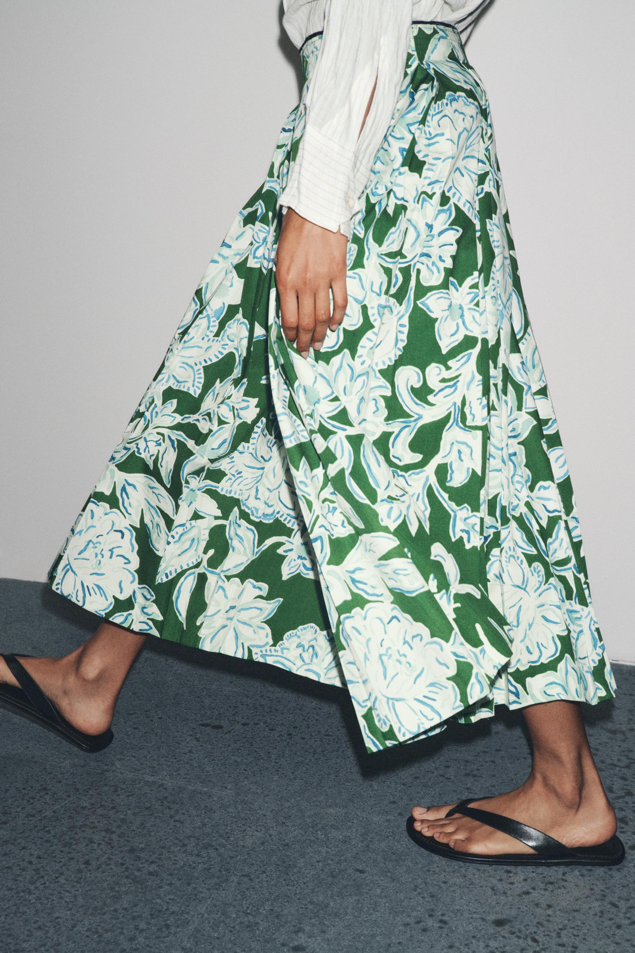 PLEATED FLORAL SKIRT ZW COLLECTION