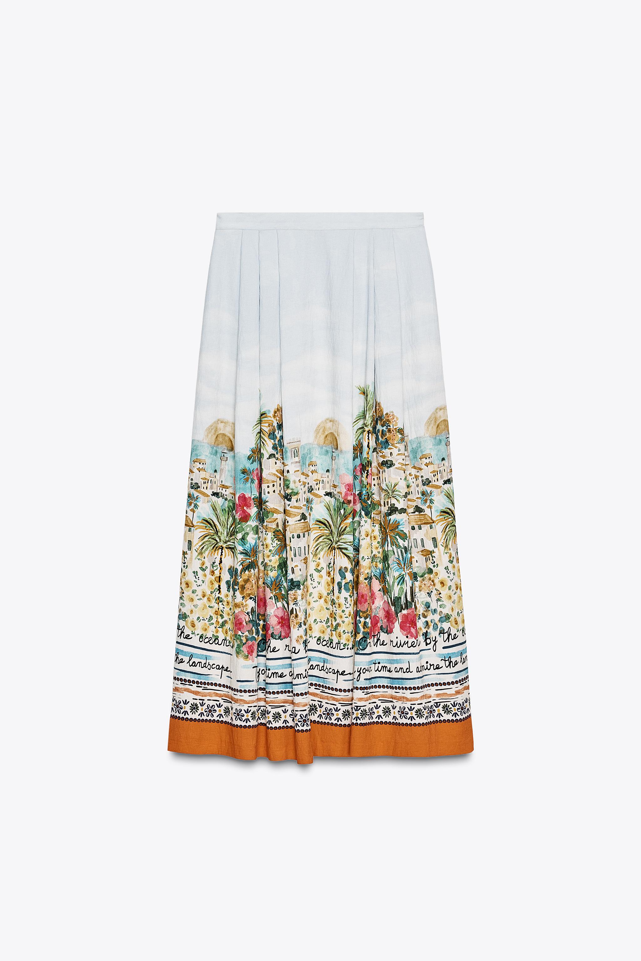 PRINTED MIDI CAPE SKIRT