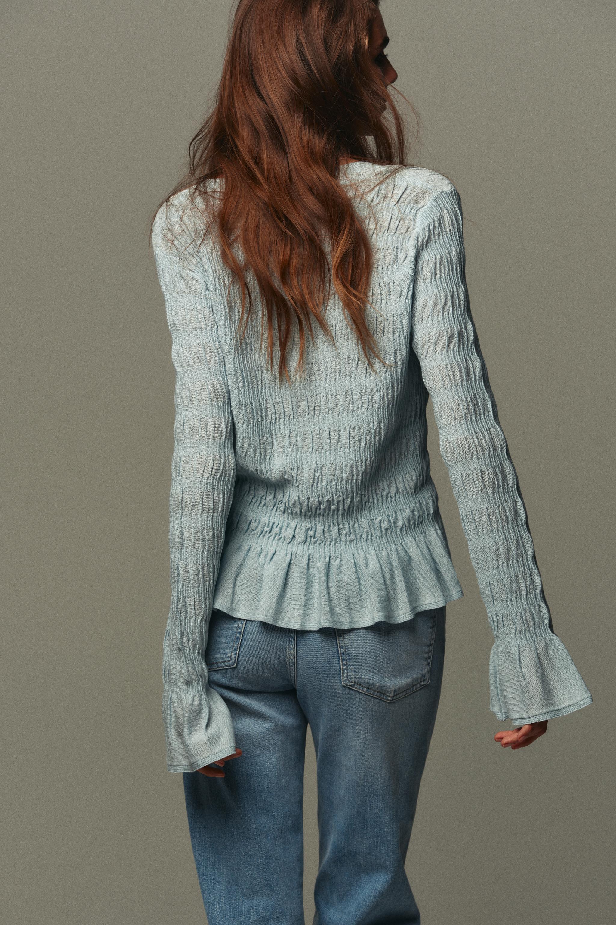 GATHERED KNIT CARDIGAN