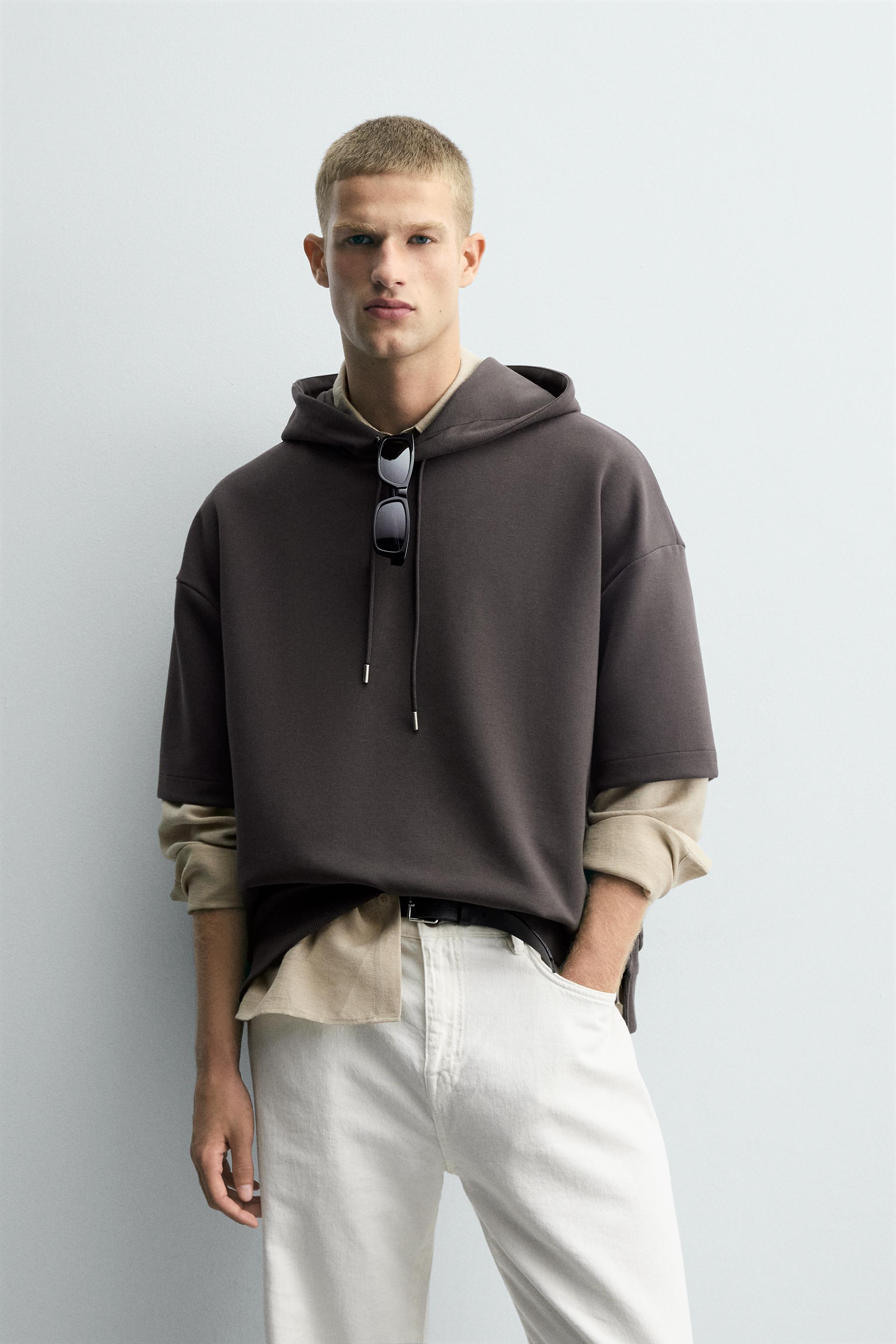 INTERLOCK HOODED SWEATSHIRT WITH LABEL
