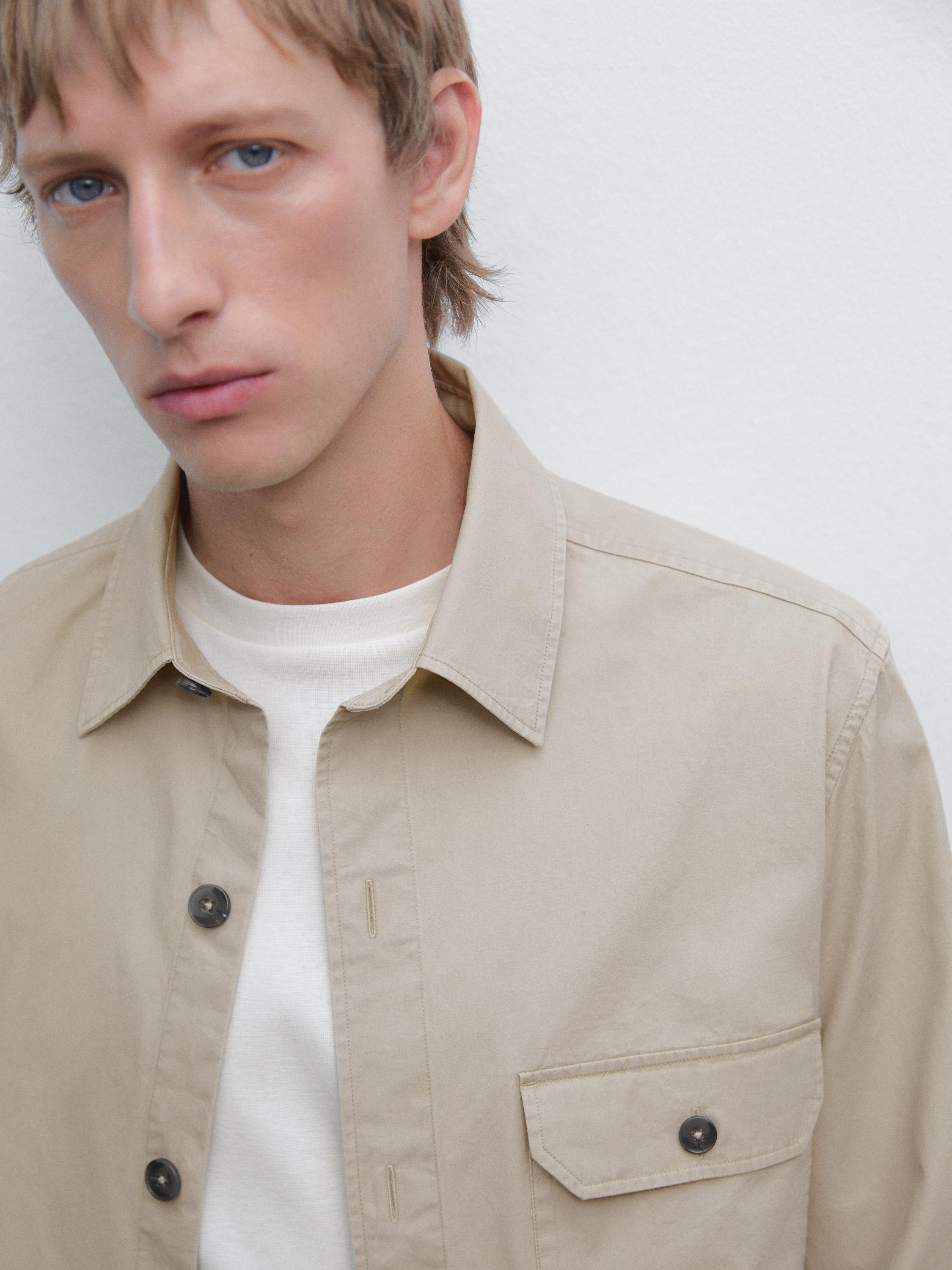 100% cotton overshirt with pocket