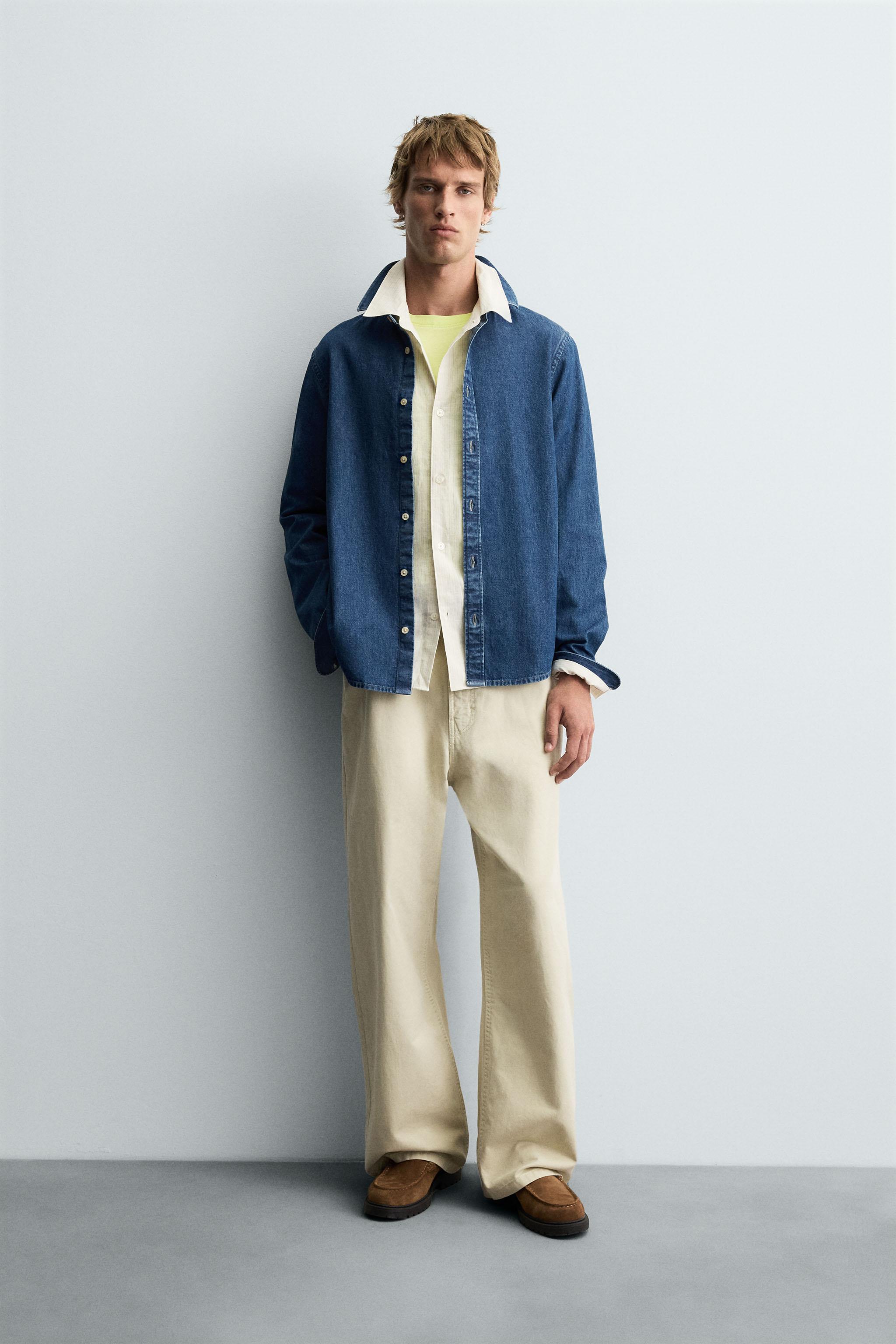 TOPSTITCHED DENIM SHIRT