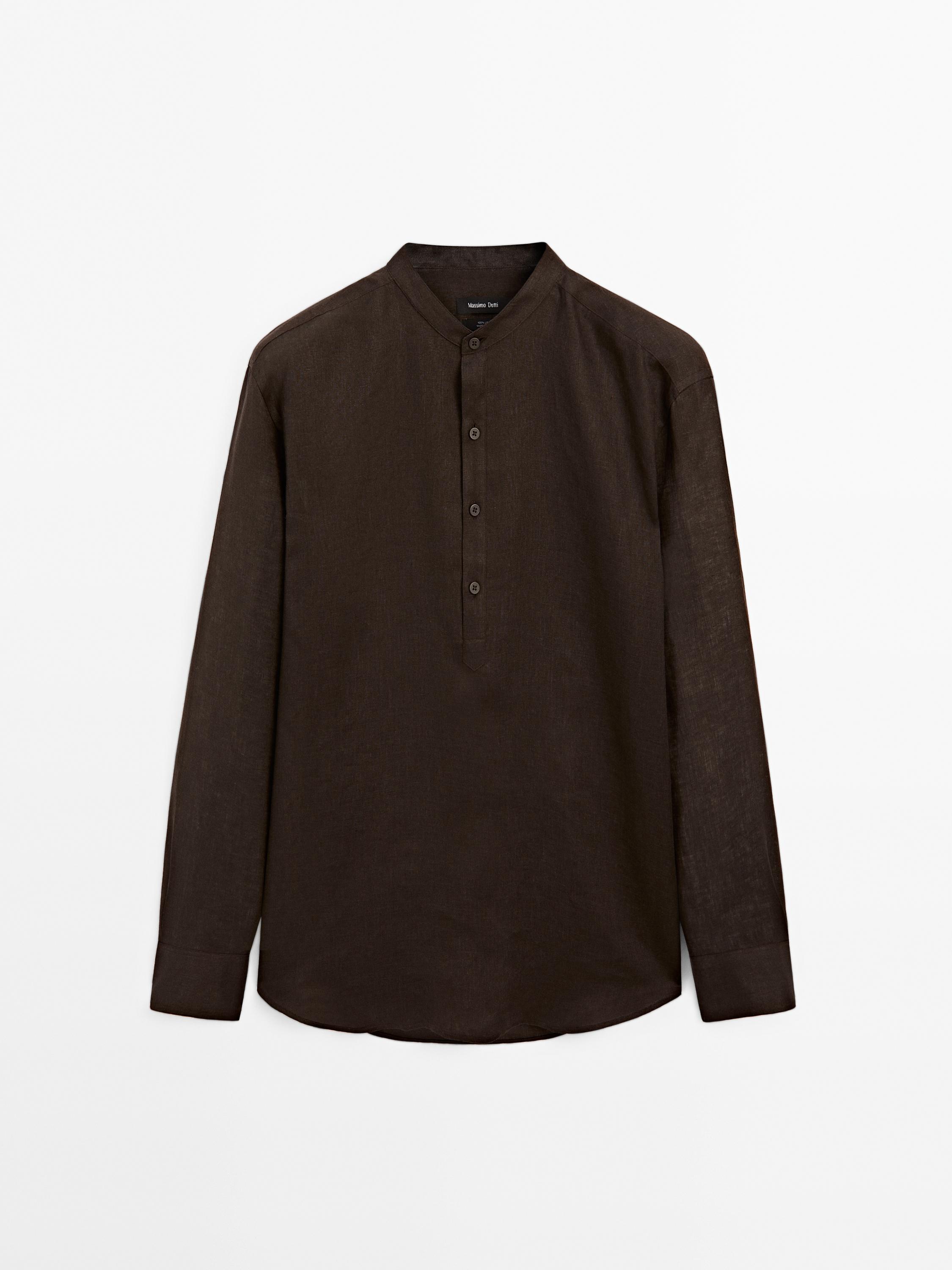 Regular fit shirt with stand collar