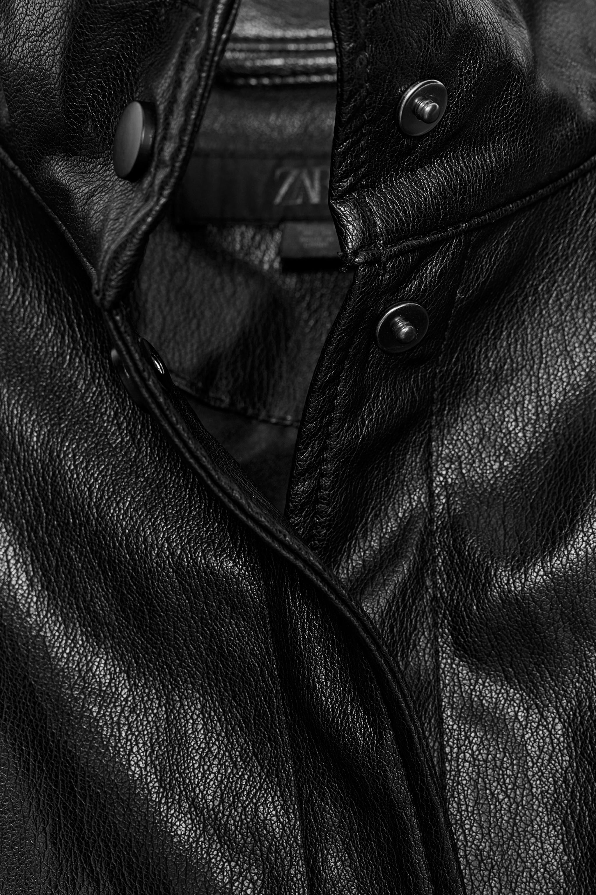 HIGH COLLAR FAUX LEATHER BOMBER JACKET