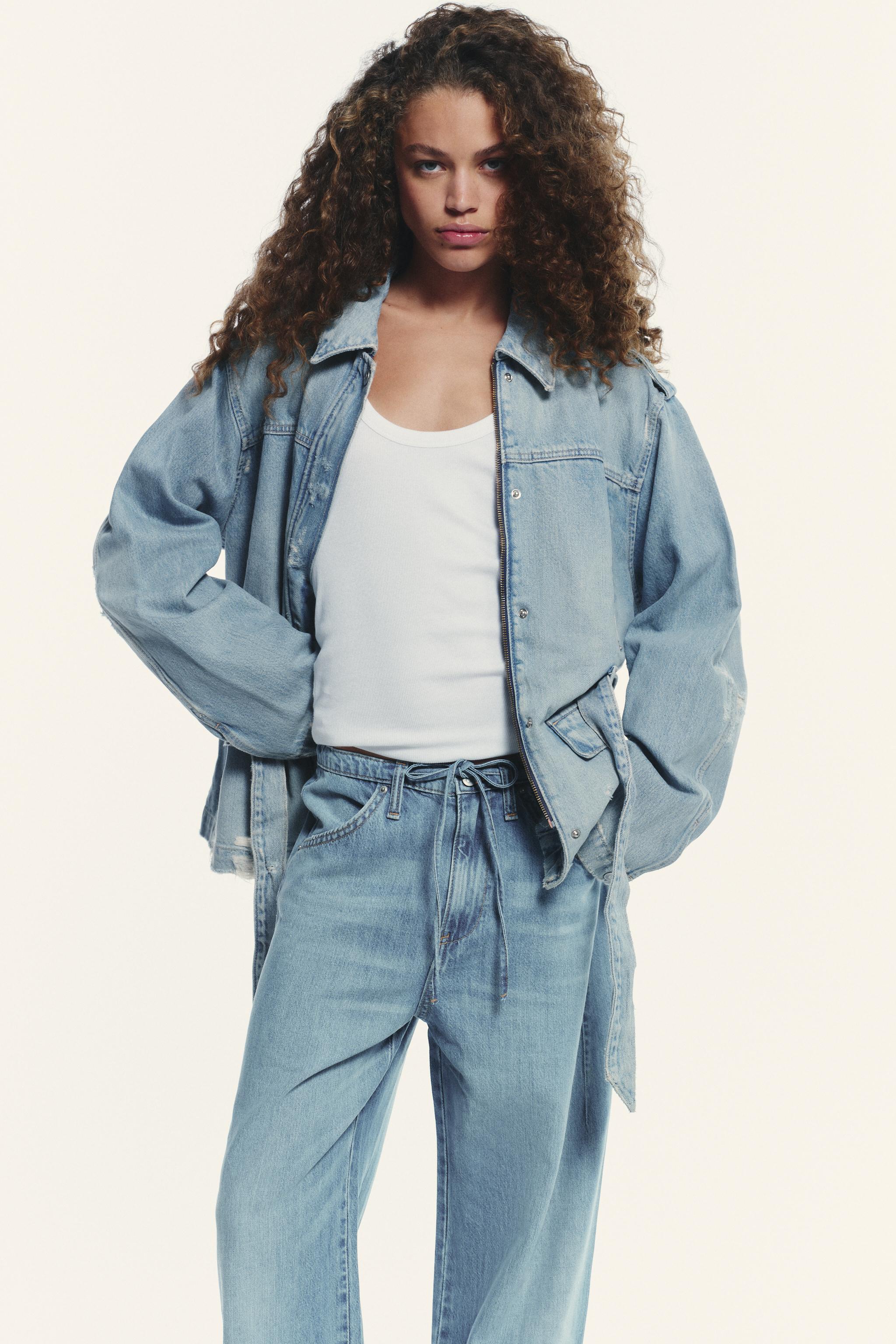 TRF FLOWY DRAWSTRING DENIM PANTS