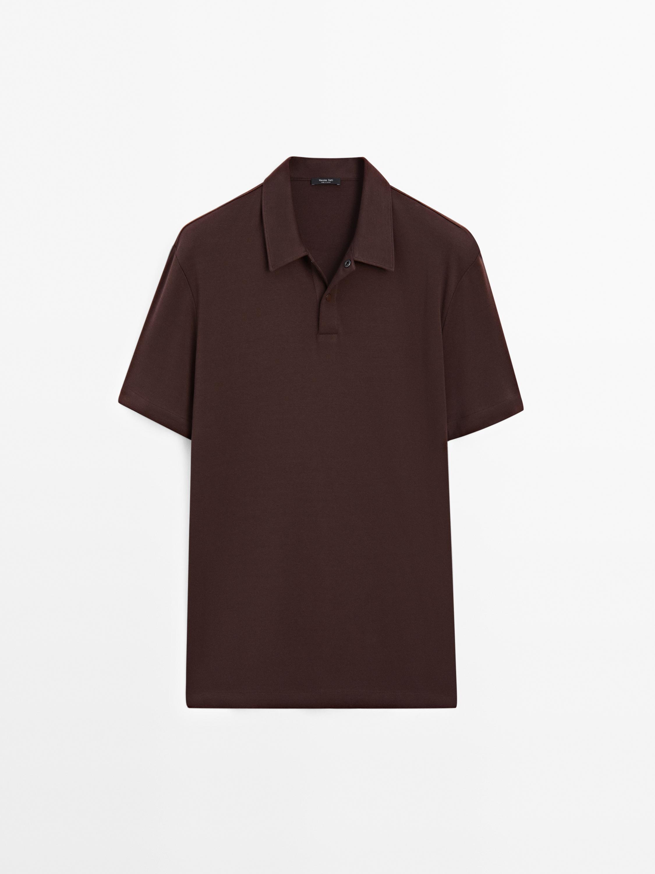 Short sleeve polo shirt with snap-button placket