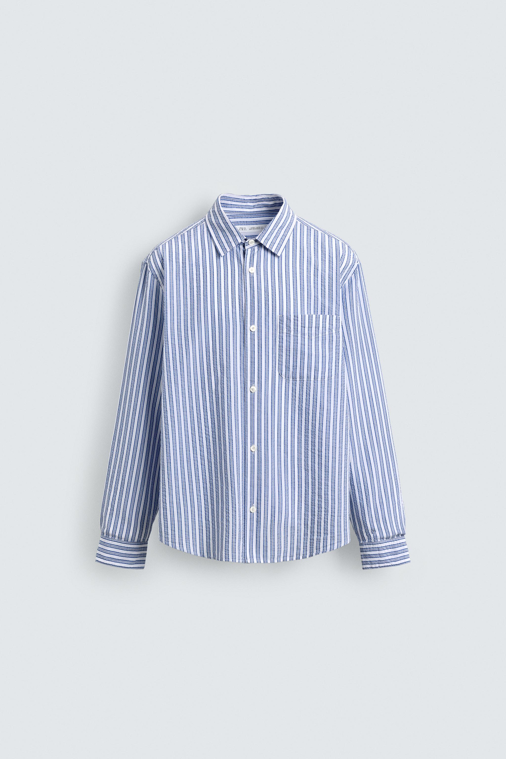 WRINKLED EFFECT STRIPED SHIRT