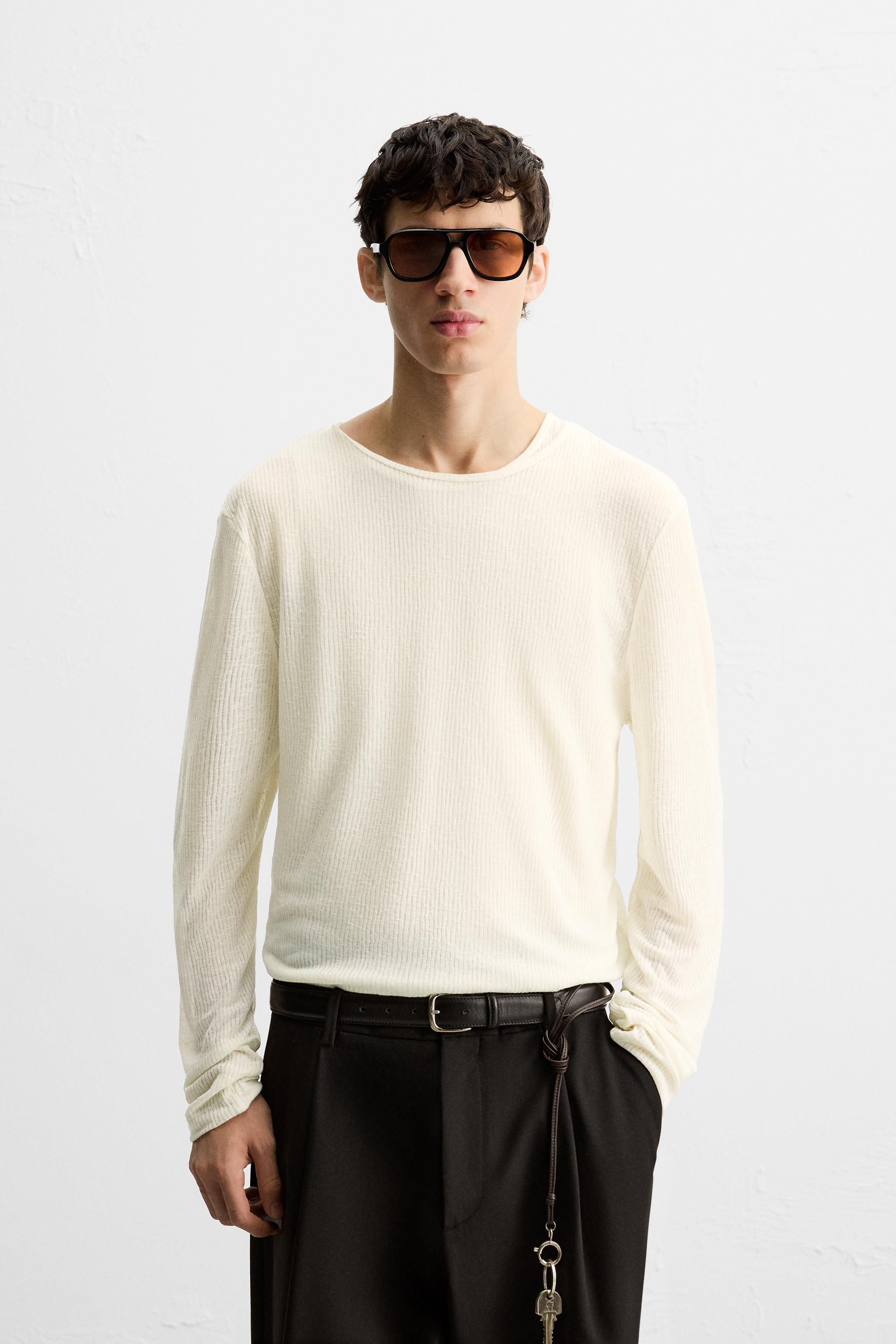 SEMI-SHEER TEXTURED T-SHIRT