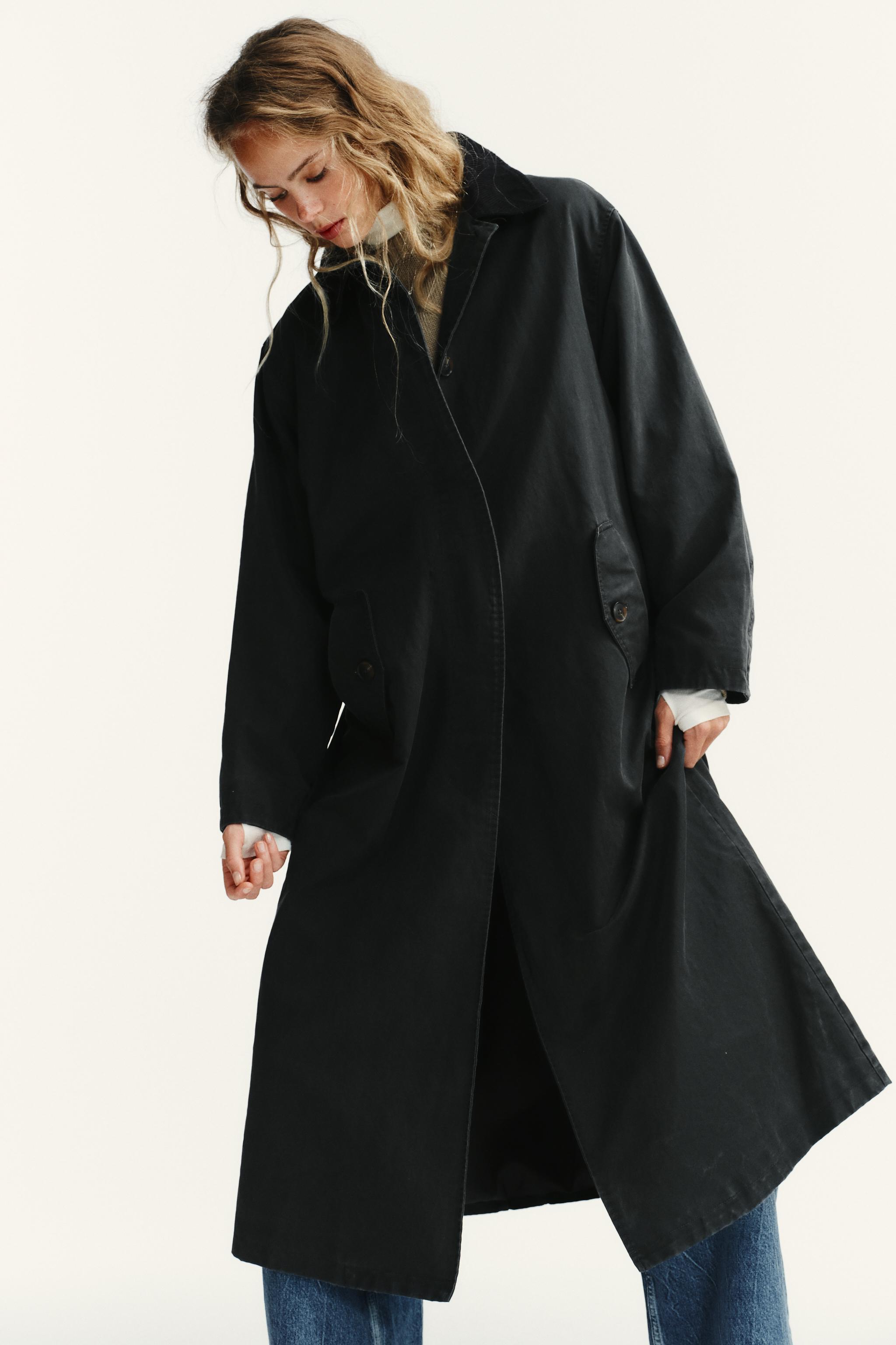 WAXED TRENCH COAT WITH CORDUROY COLLAR