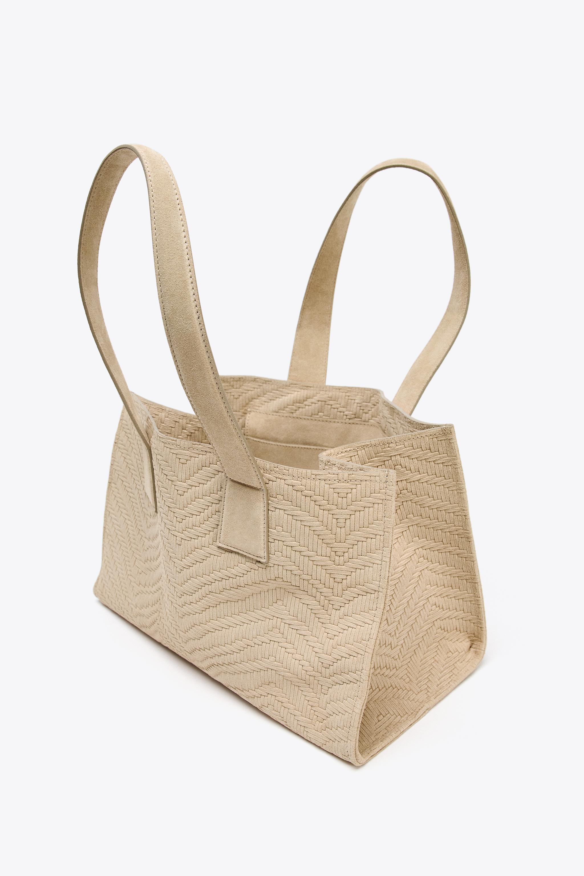 BRAIDED SPLIT LEATHER SHOPPER BAG