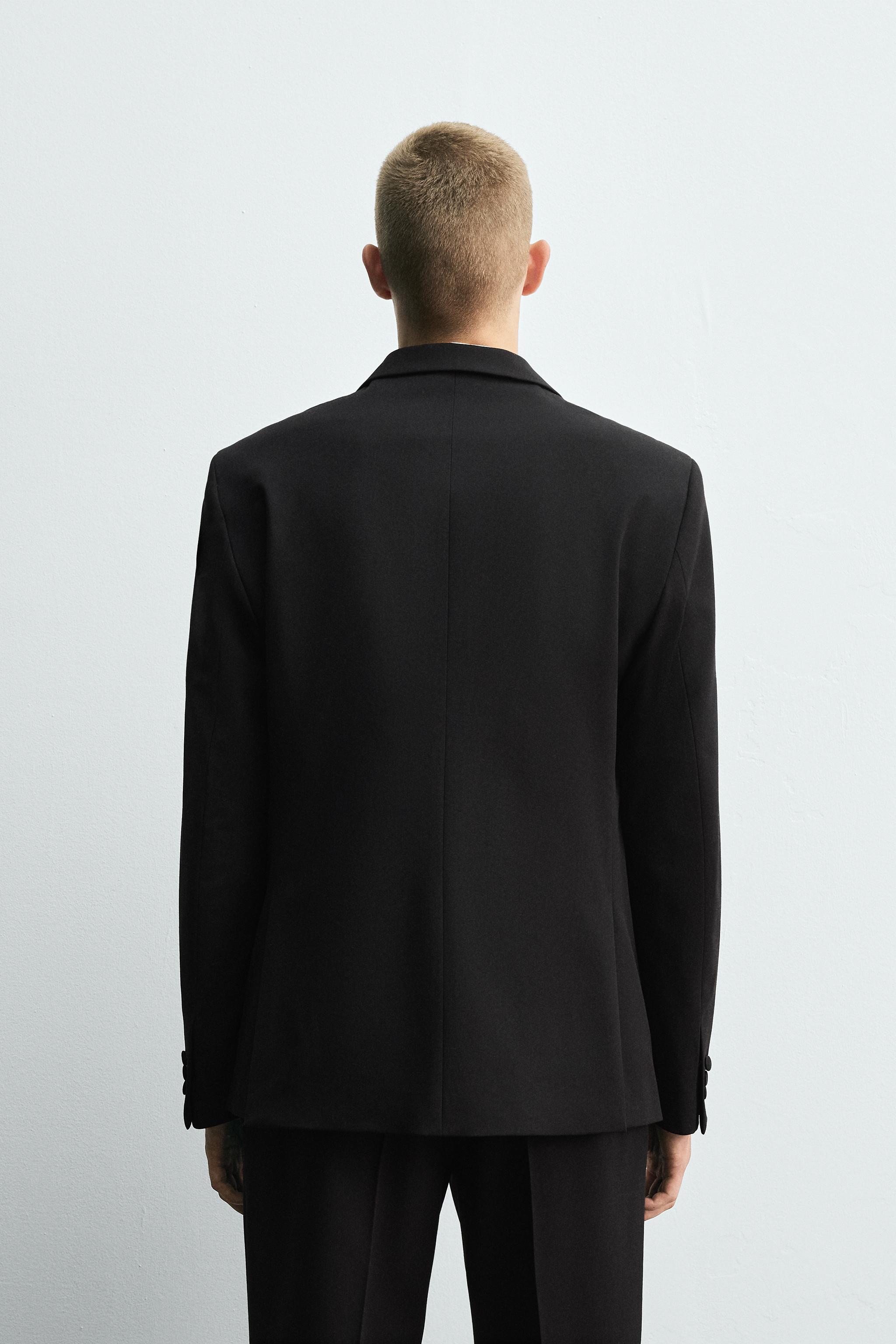 WOOL BLEND TUXEDO SUIT BLAZER