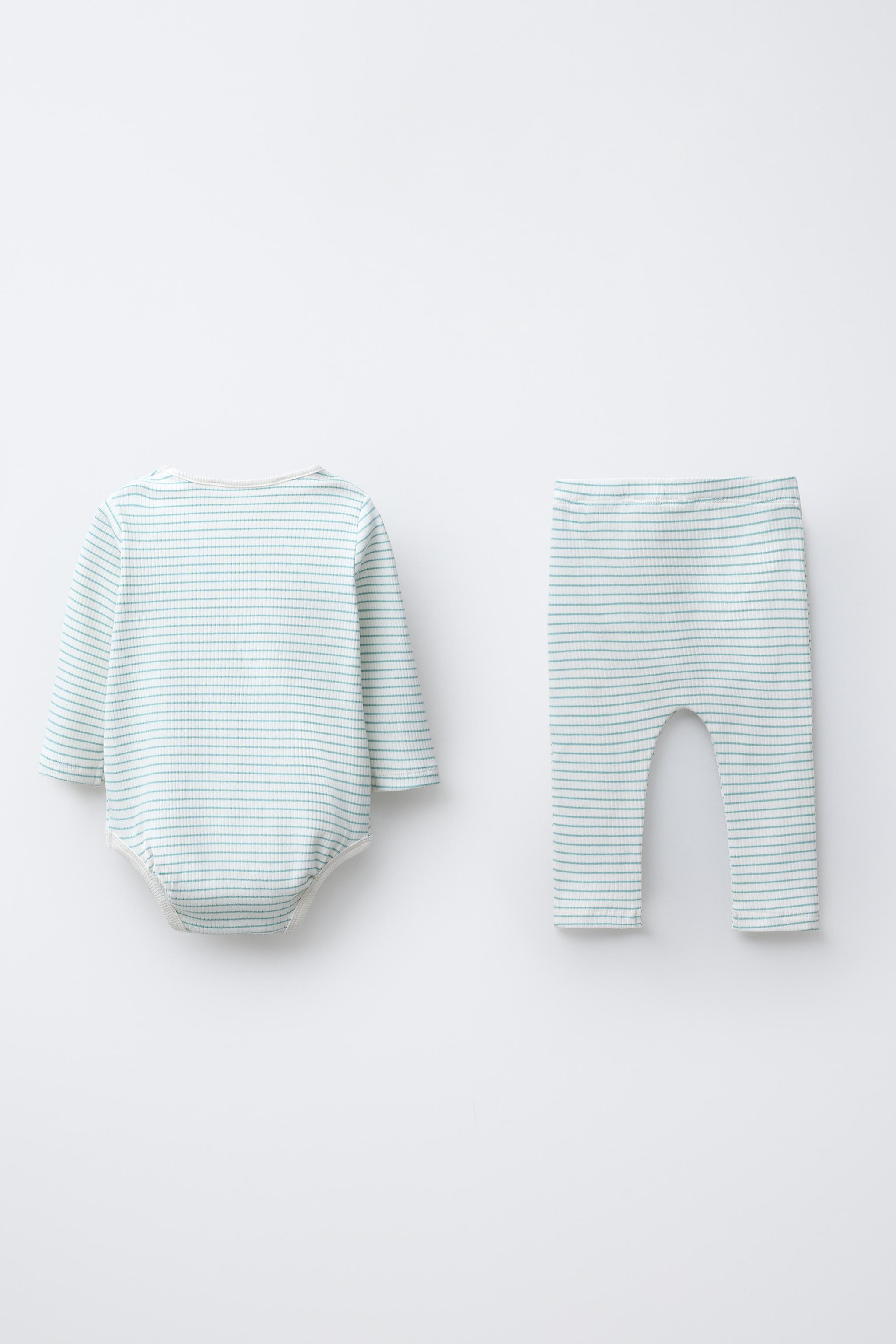 STRIPED BODYSUIT AND LEGGINGS SET