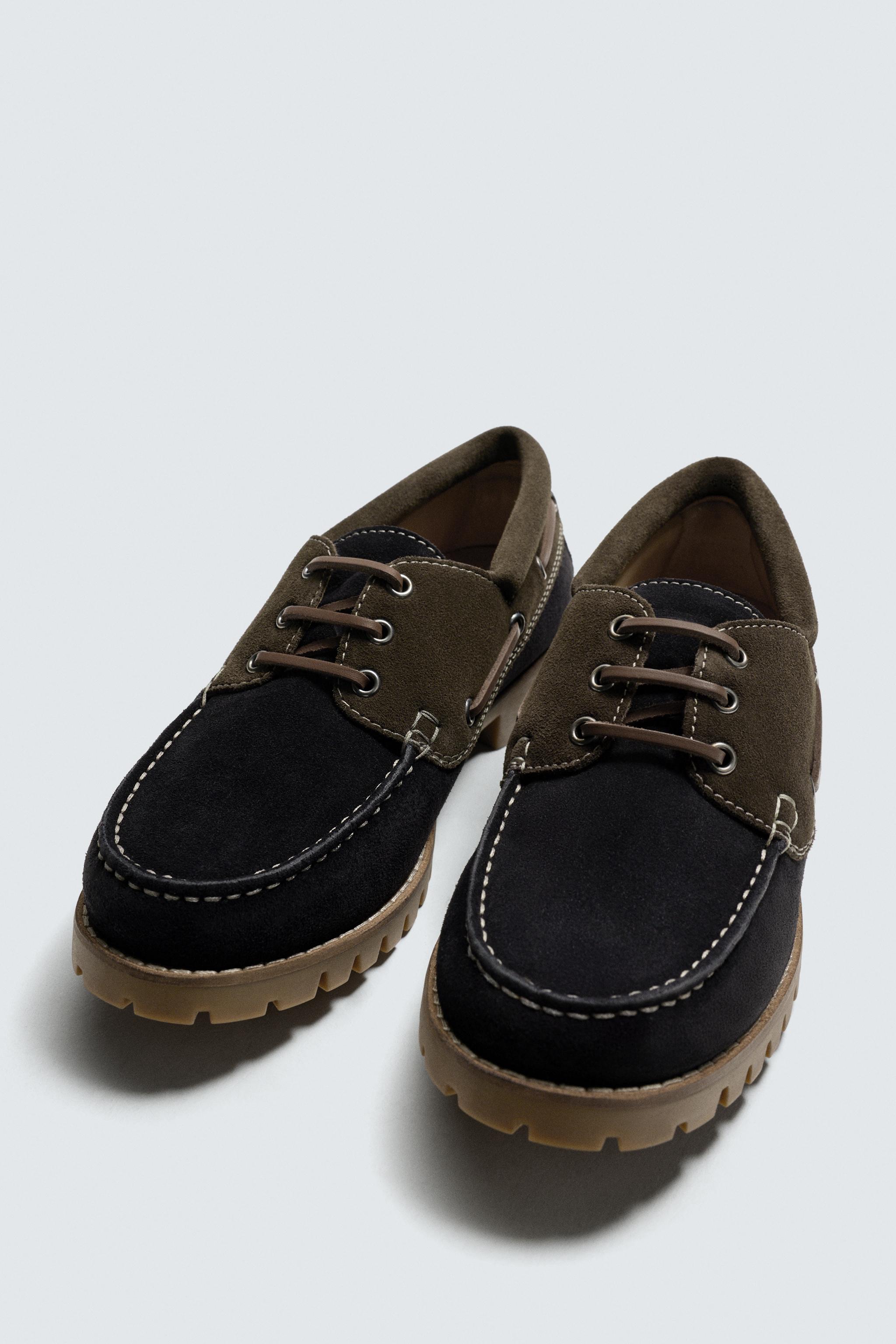 CONTRASTING LEATHER DECK SHOES