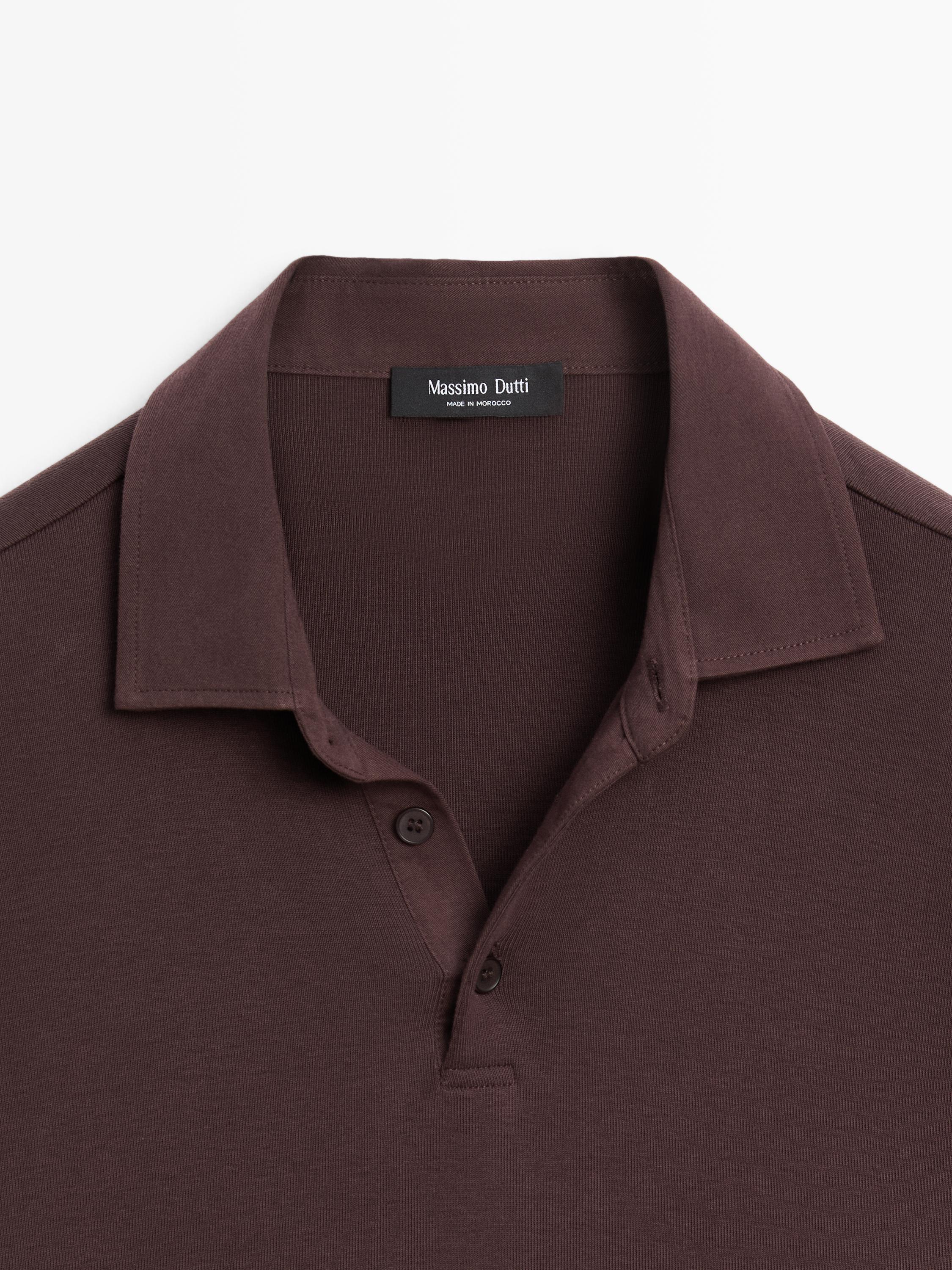 Long sleeve polo shirt with contrast collar