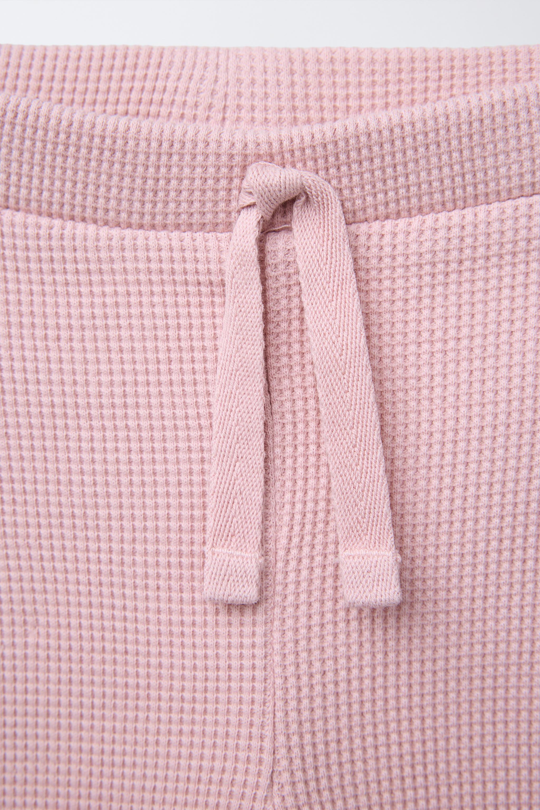 LACE TRIM WAFFLE LEGGINGS