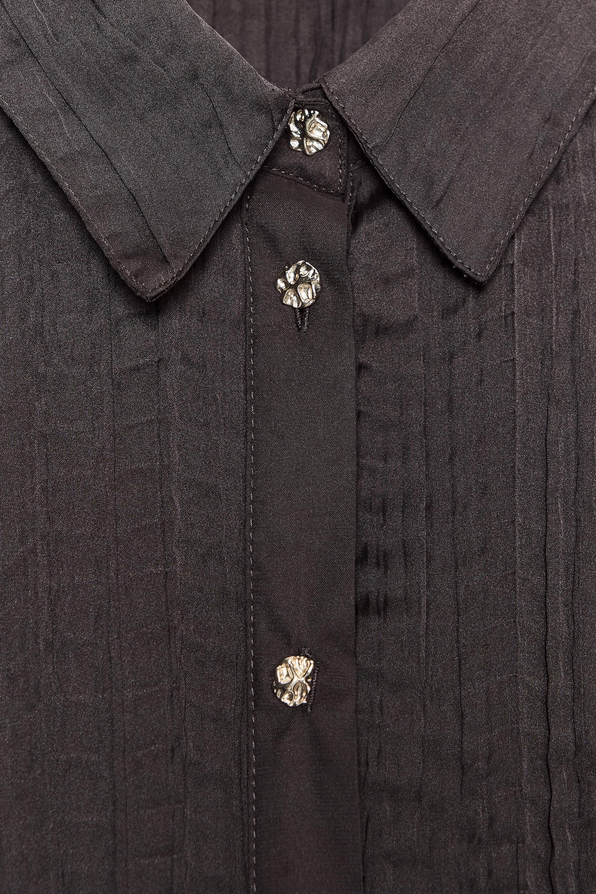 CRINKLED SATIN EFFECT OVERSIZED SHIRT