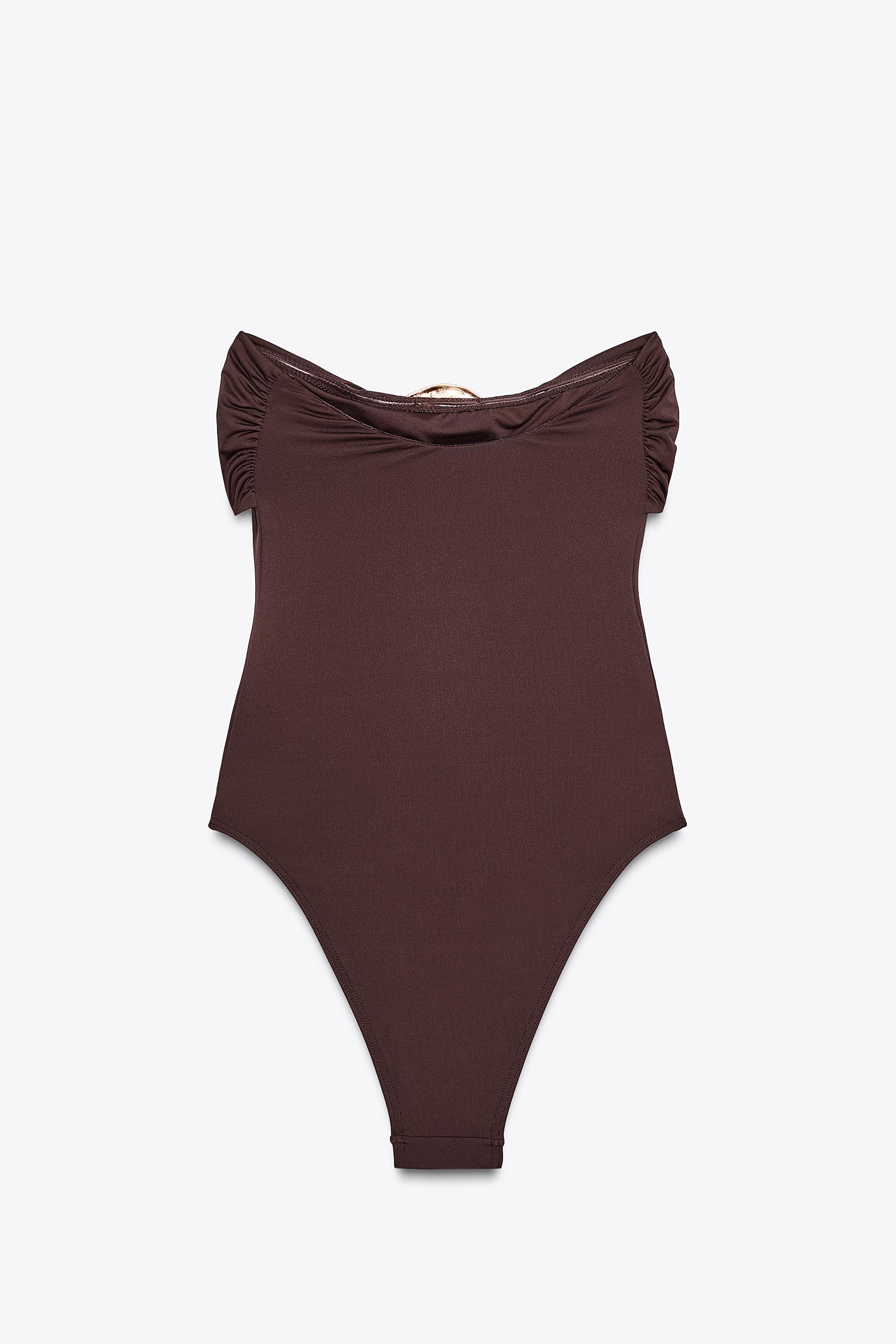 BANDEAU SWIMSUIT WITH METAL DETAIL