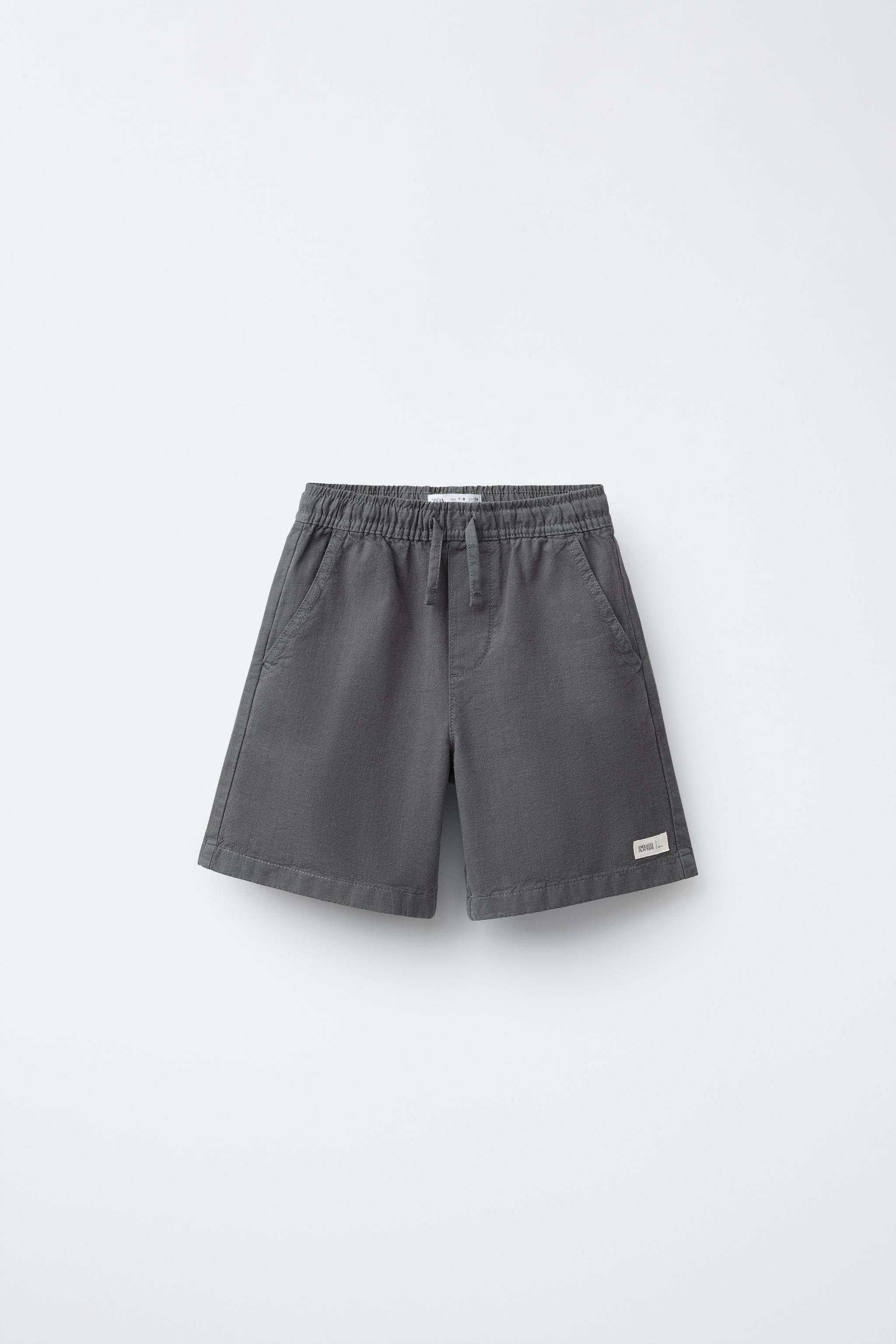 WIDE FIT COTTON SHORTS WITH LABEL