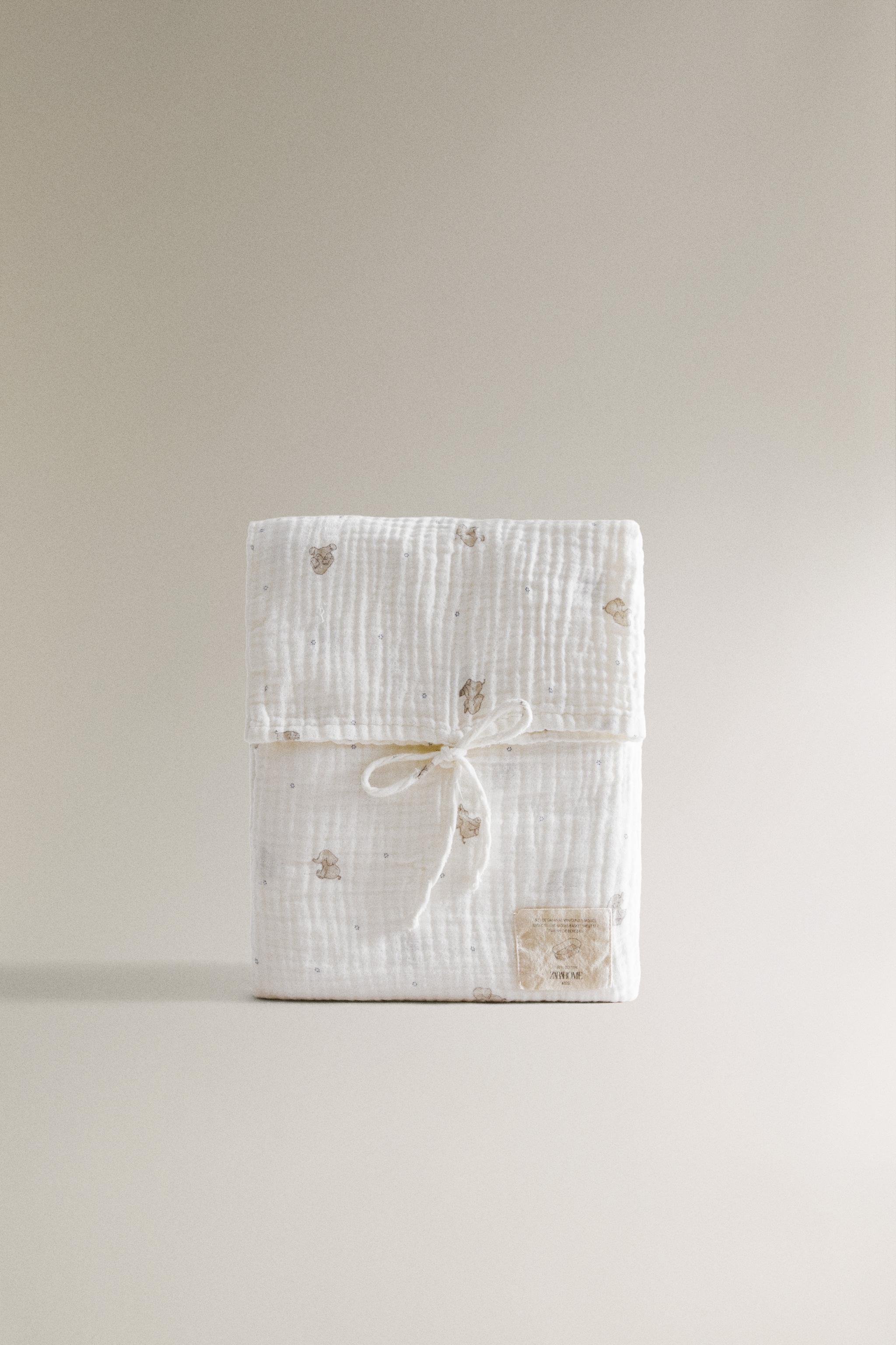 MINI CRIB MUSLIN ELEPHANT SHEET SET