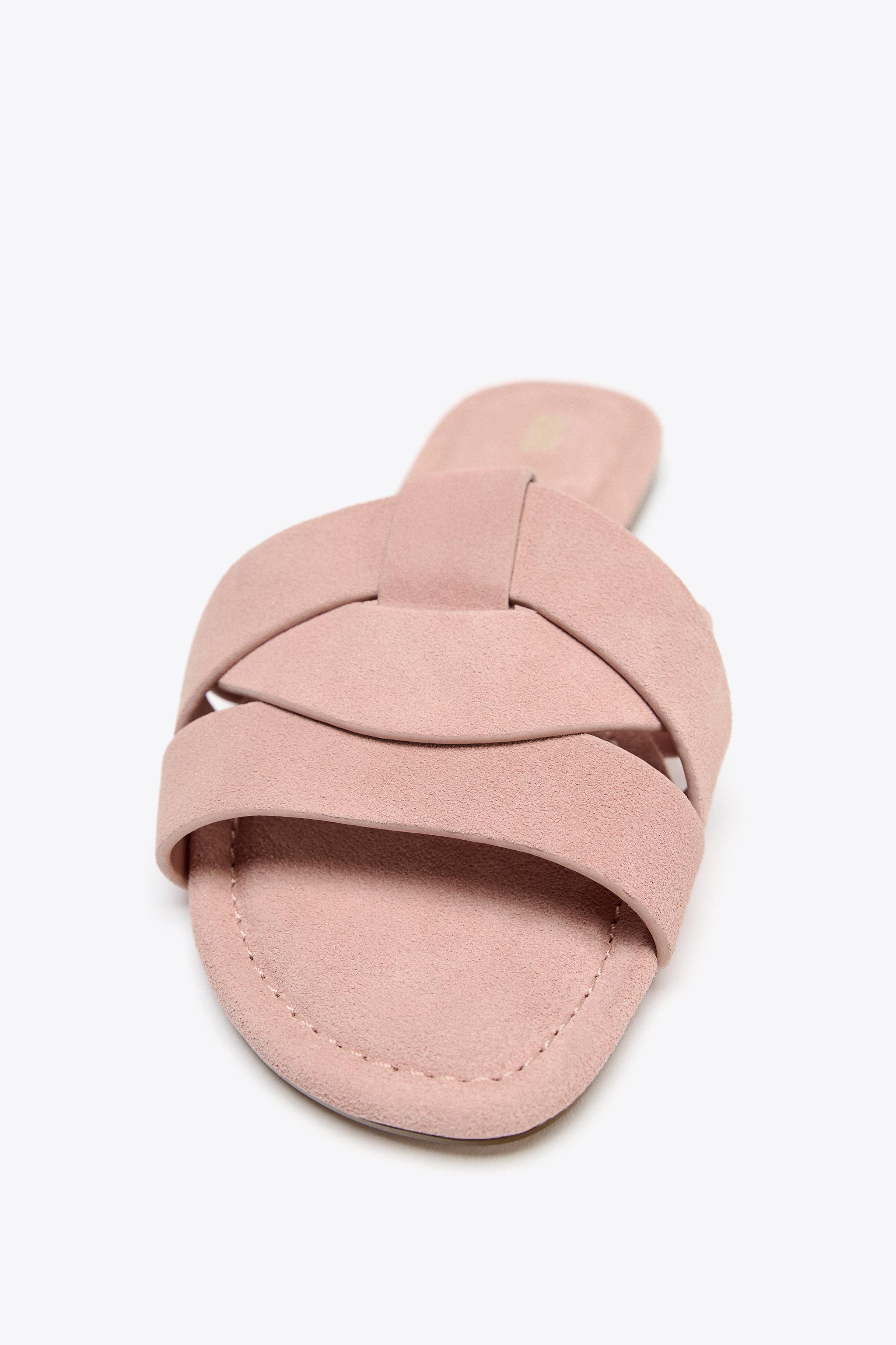 CROSSOVER LEATHER FLAT SANDALS