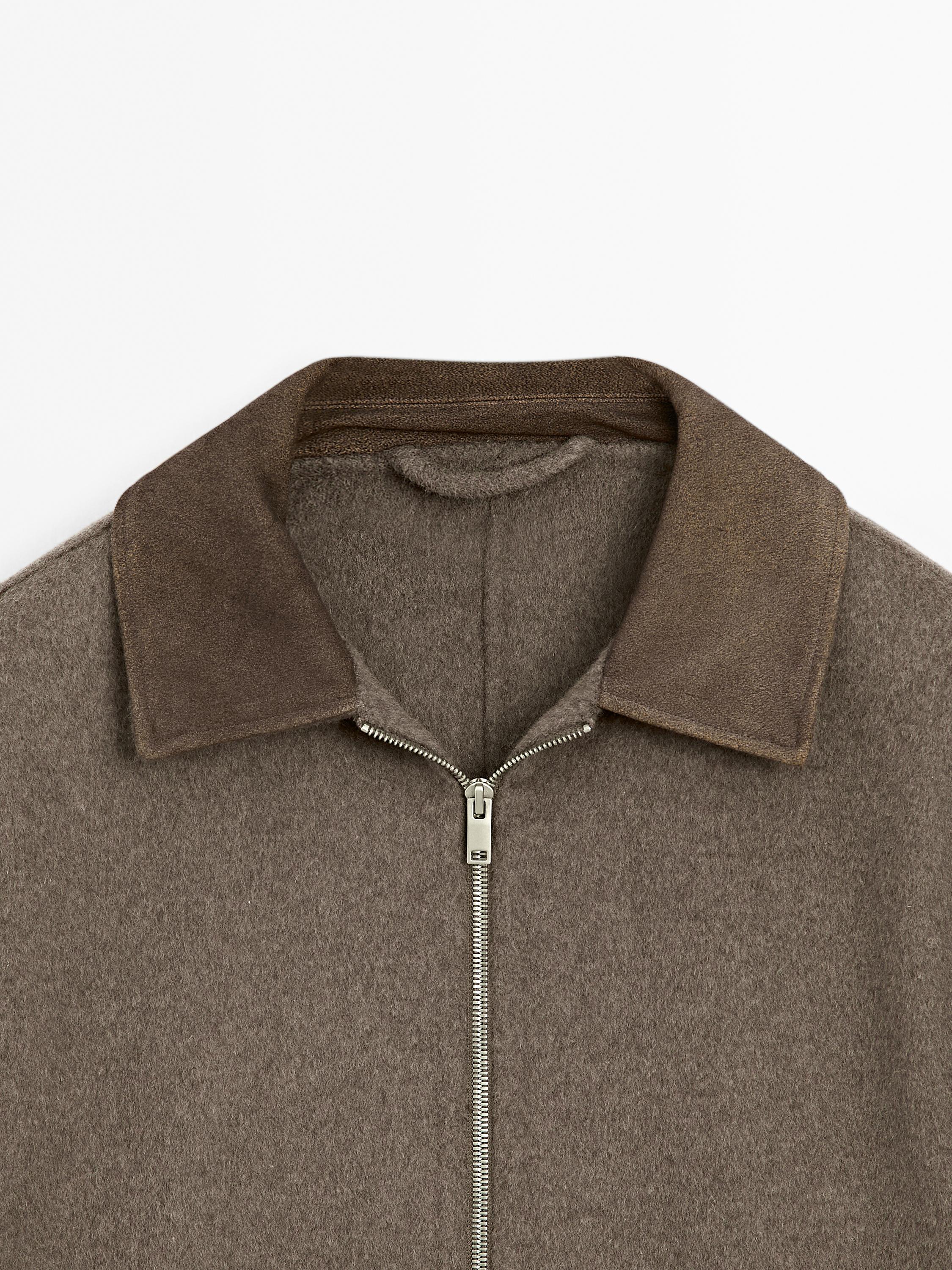 Jacket with double wool collar detail