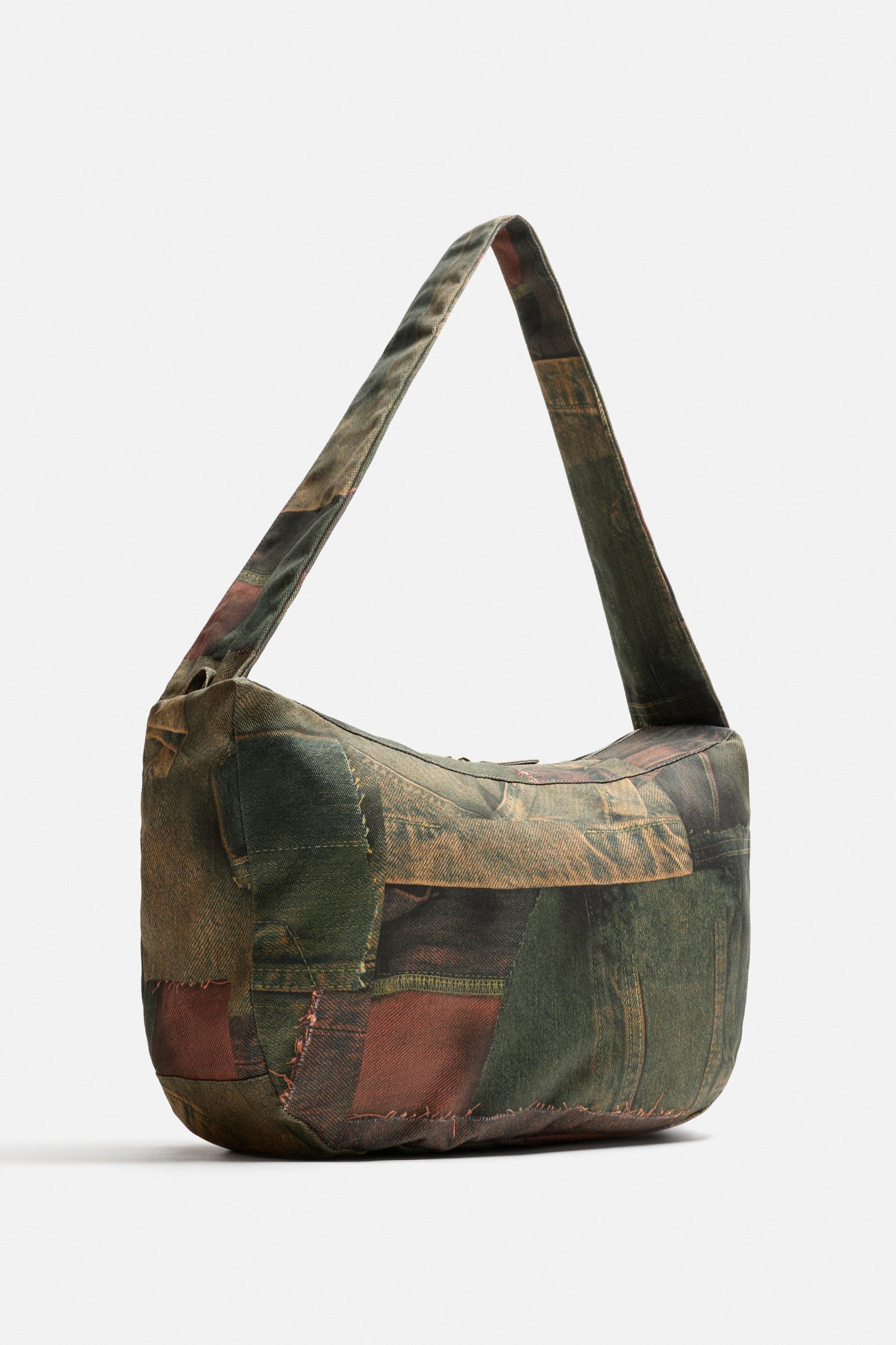 DENIM PRINT SHOULDER BAG