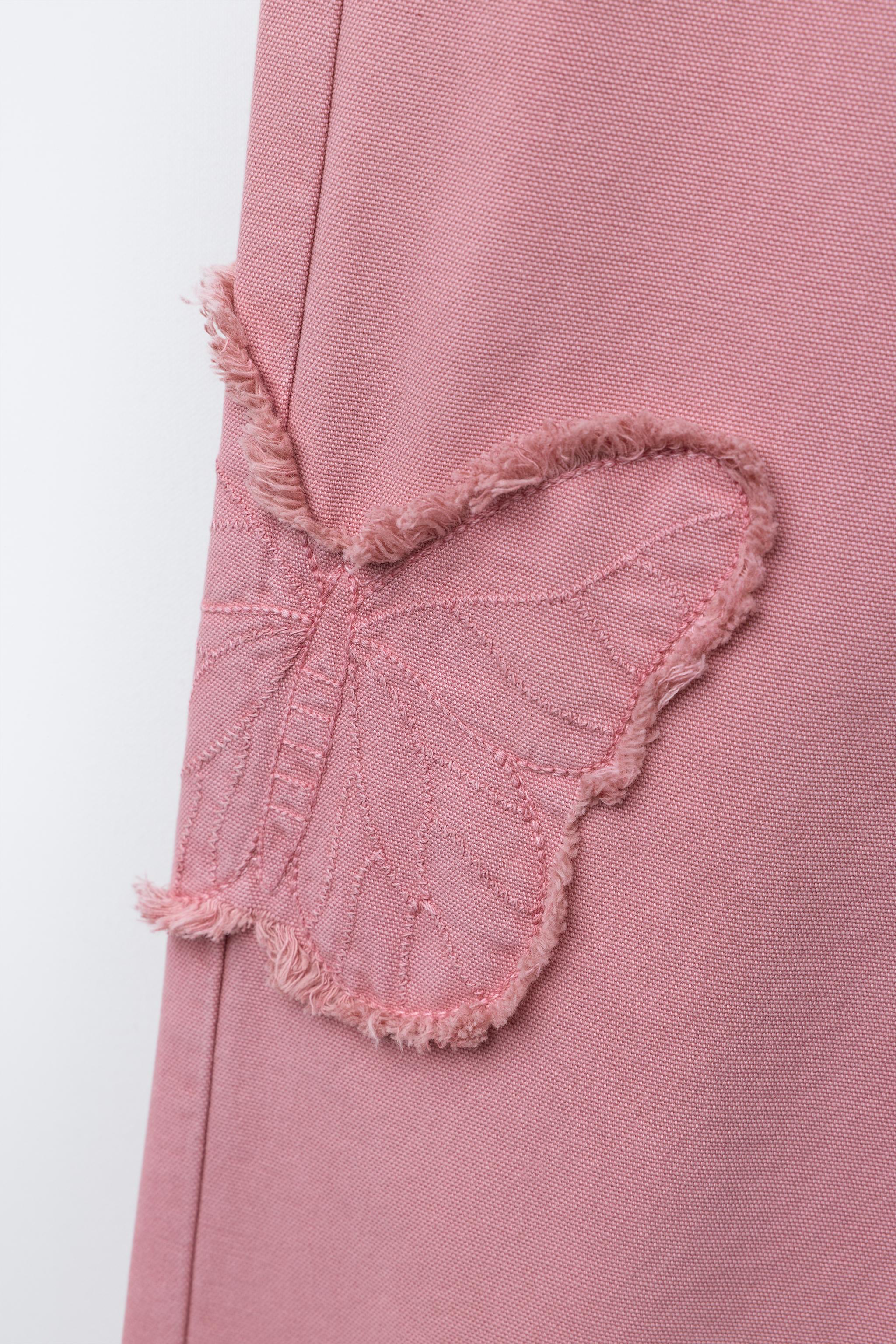 EMBROIDERED BUTTERFLY WIDE LEG JEANS
