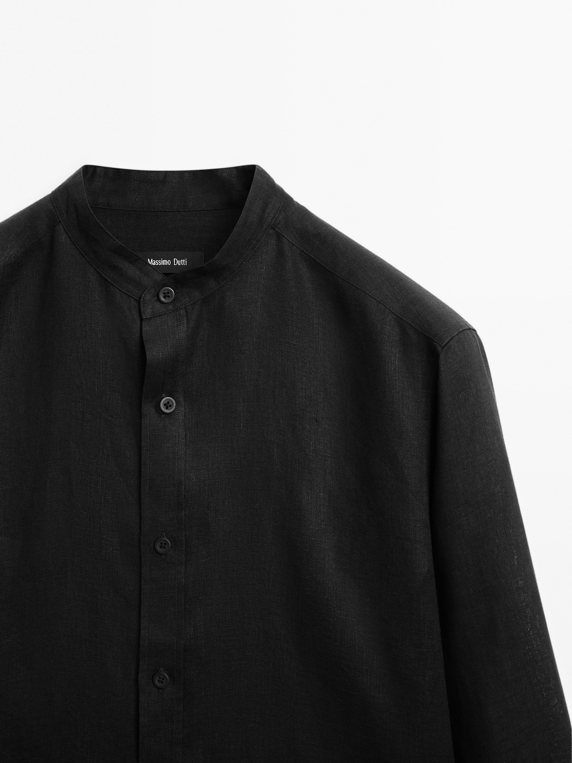 Regular-fit shirt with stand collar