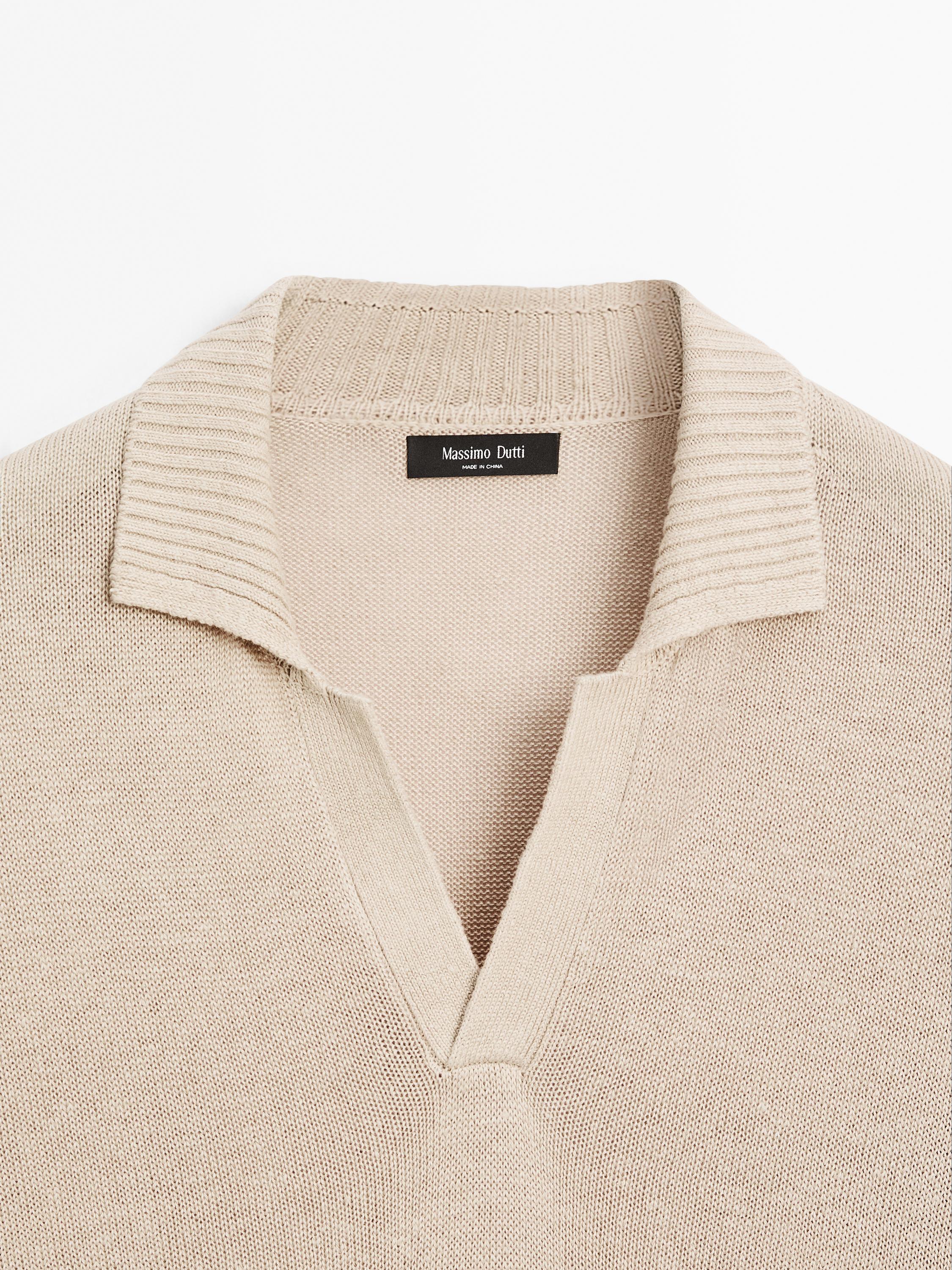 Knit V-neck polo shirt