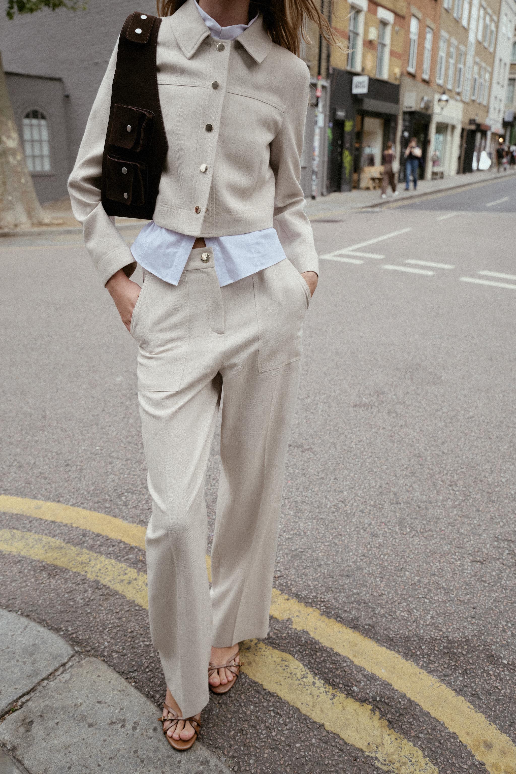 TOPSTITCHED STRAIGHT LEG PANTS