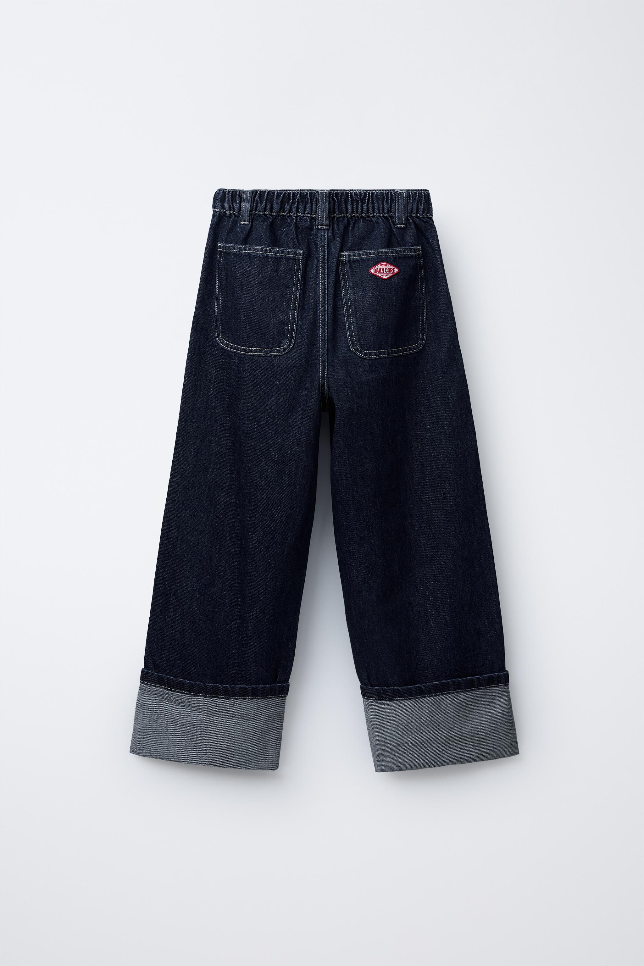 WIDE LEG CUFFED JEANS