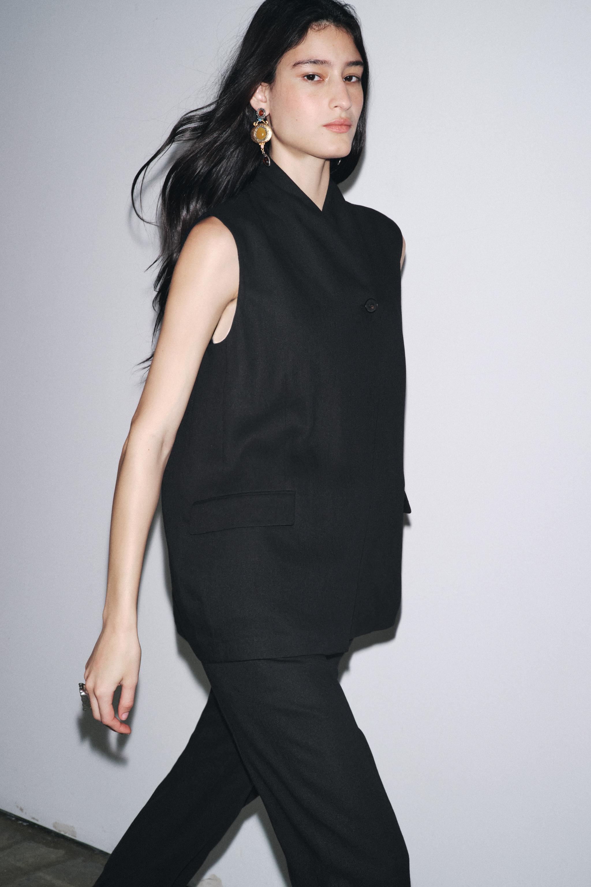 LINEN BLEND VEST ZW COLLECTION