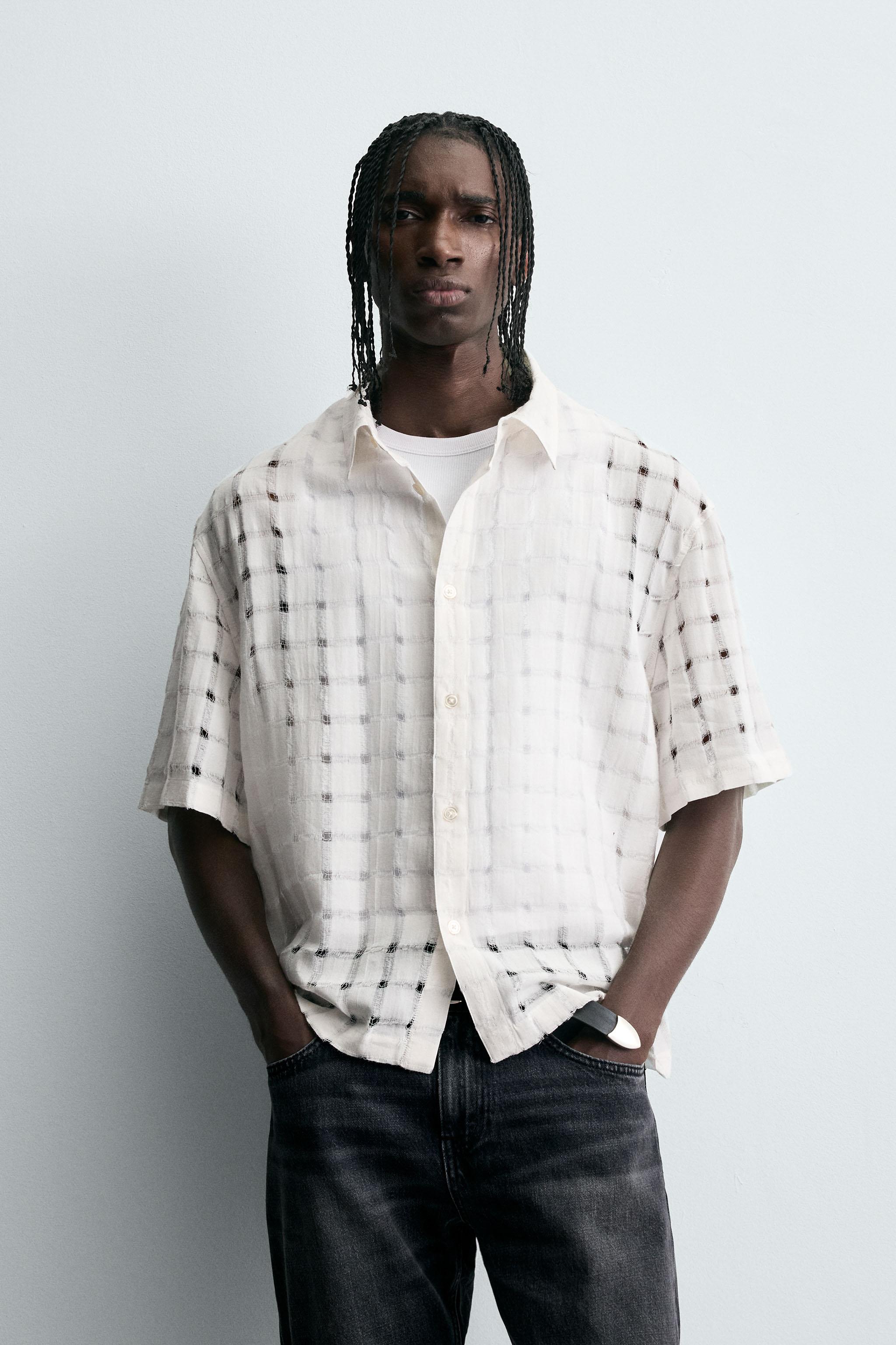 JACQUARD NEEDLE-OUT SHIRT
