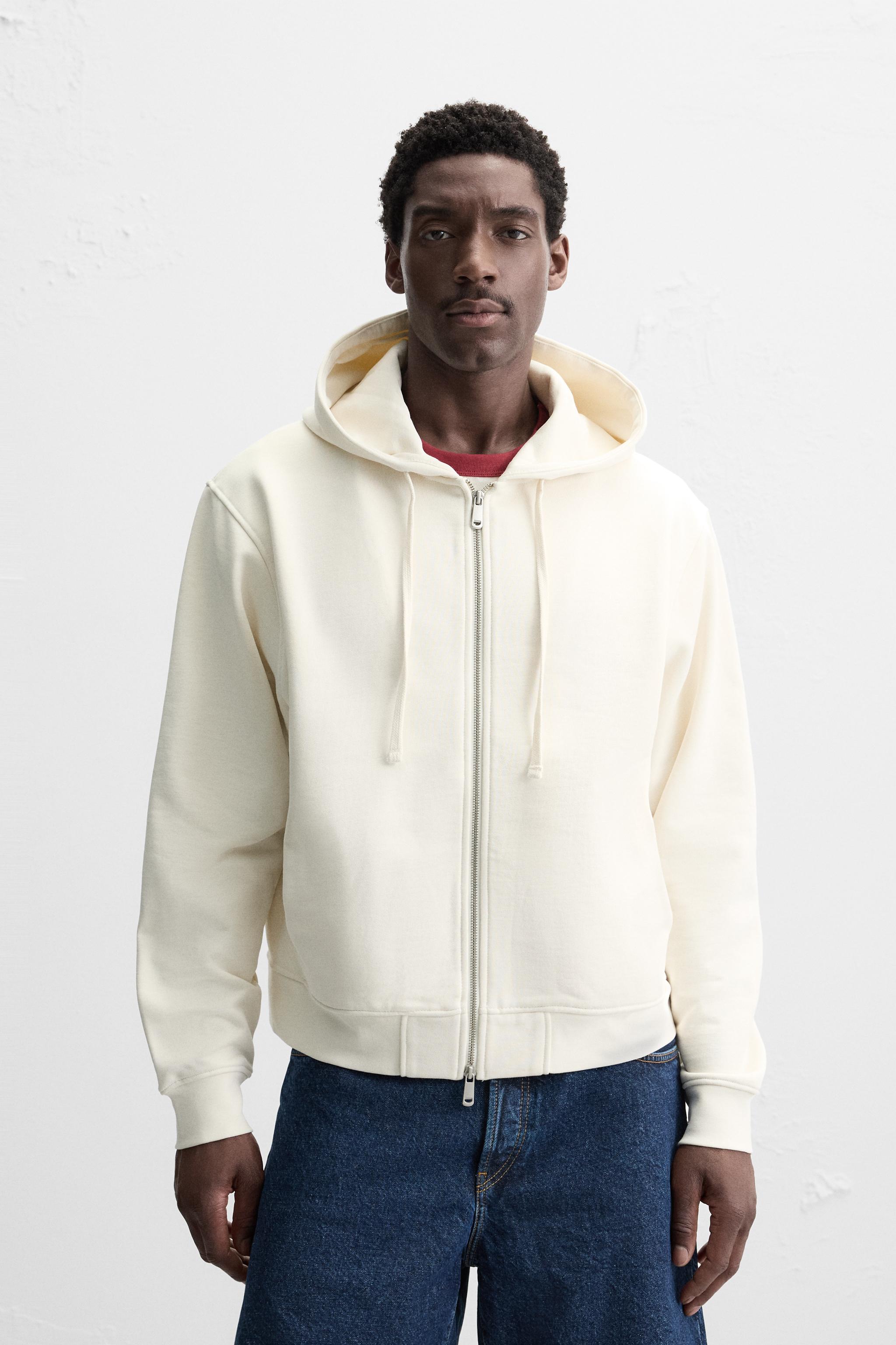 BASIC HOODED ZIP-UP SWEATSHIRT