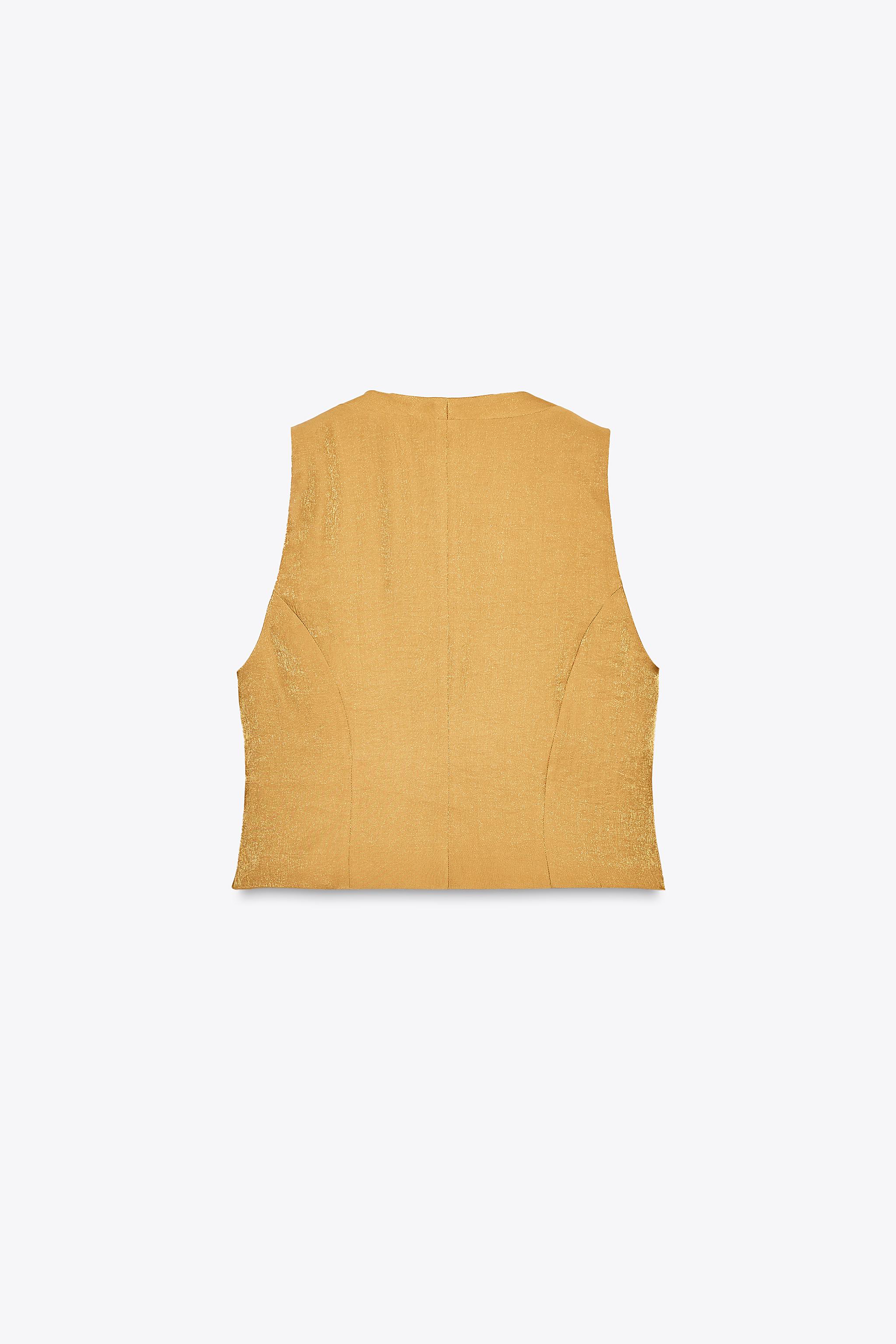 GOLD BUTTON SATIN EFFECT TOP