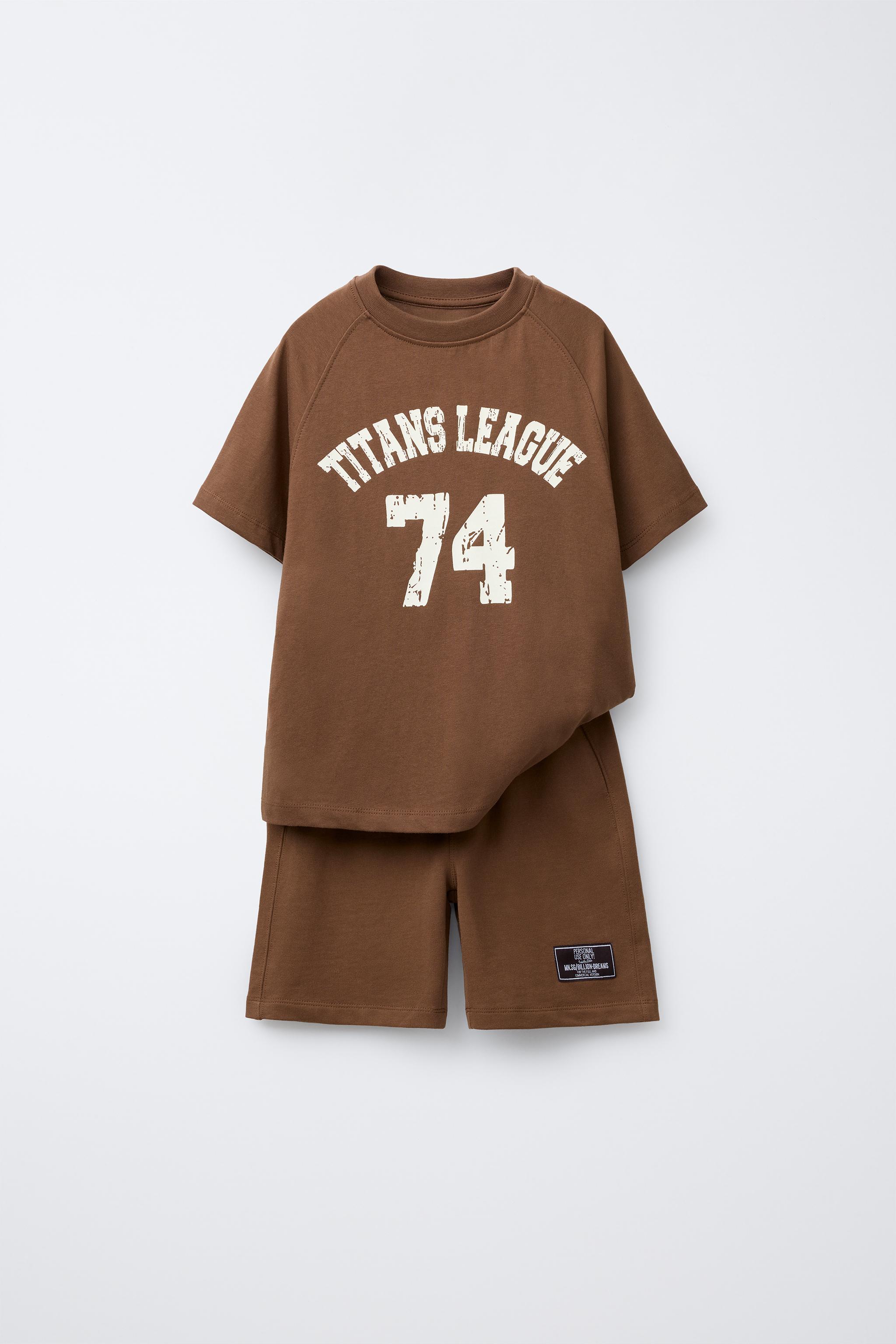 TEXT PRINT T-SHIRT AND BERMUDA SET