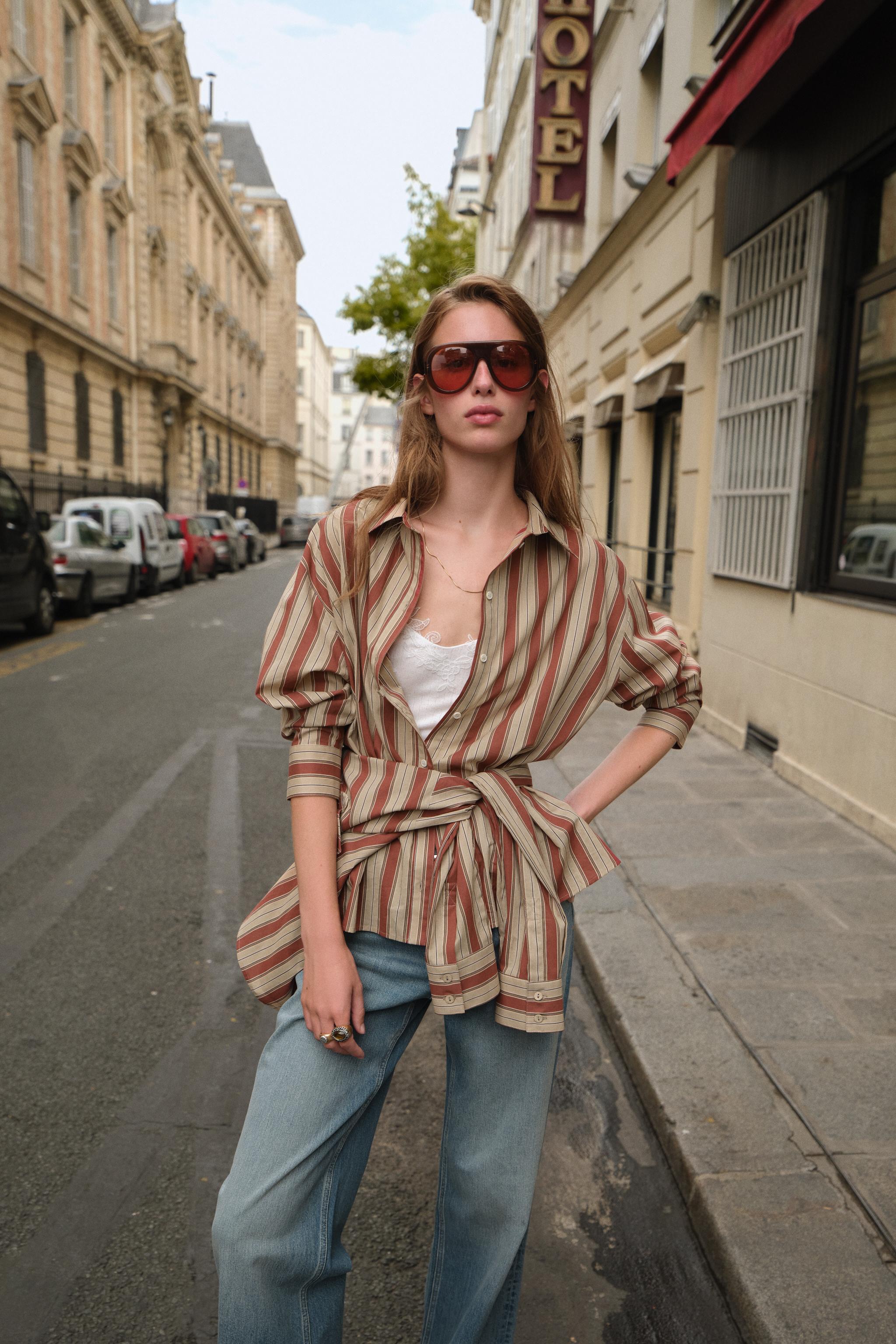 STRIPED SHIRT WITH BACK TAB