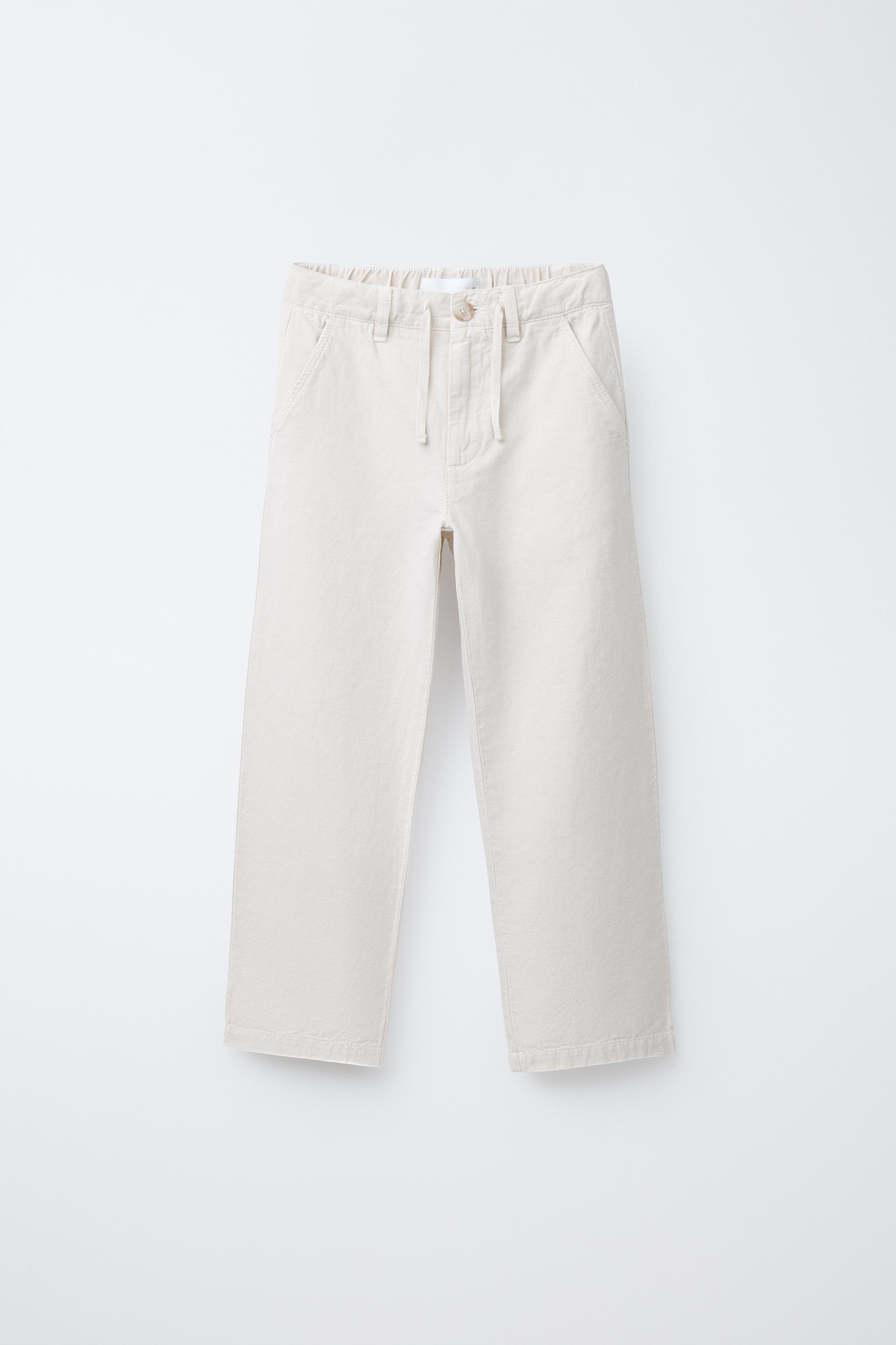 STRAIGHT-LEG COTTON-LINEN PANTS