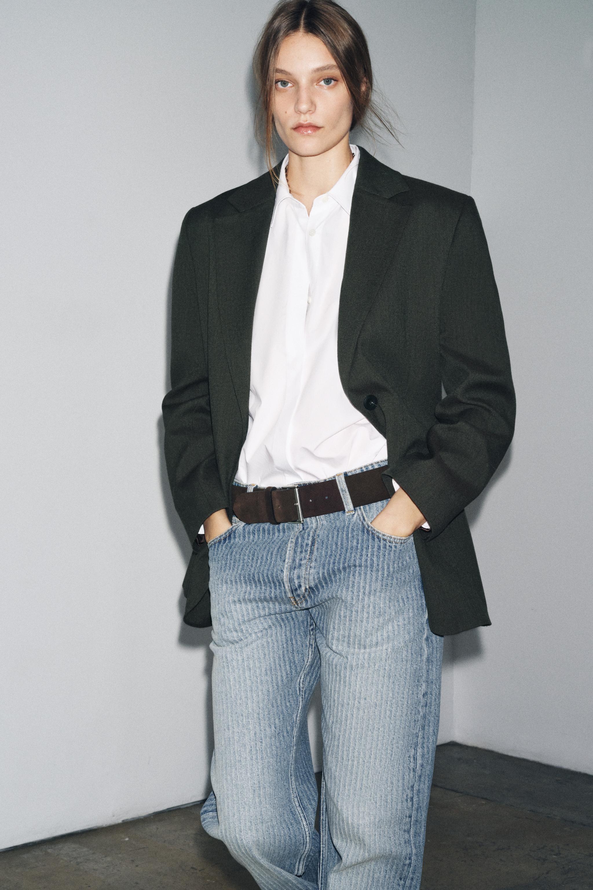 ZW COLLECTION MID-RISE STRAIGHT LEG STRIPE JEANS