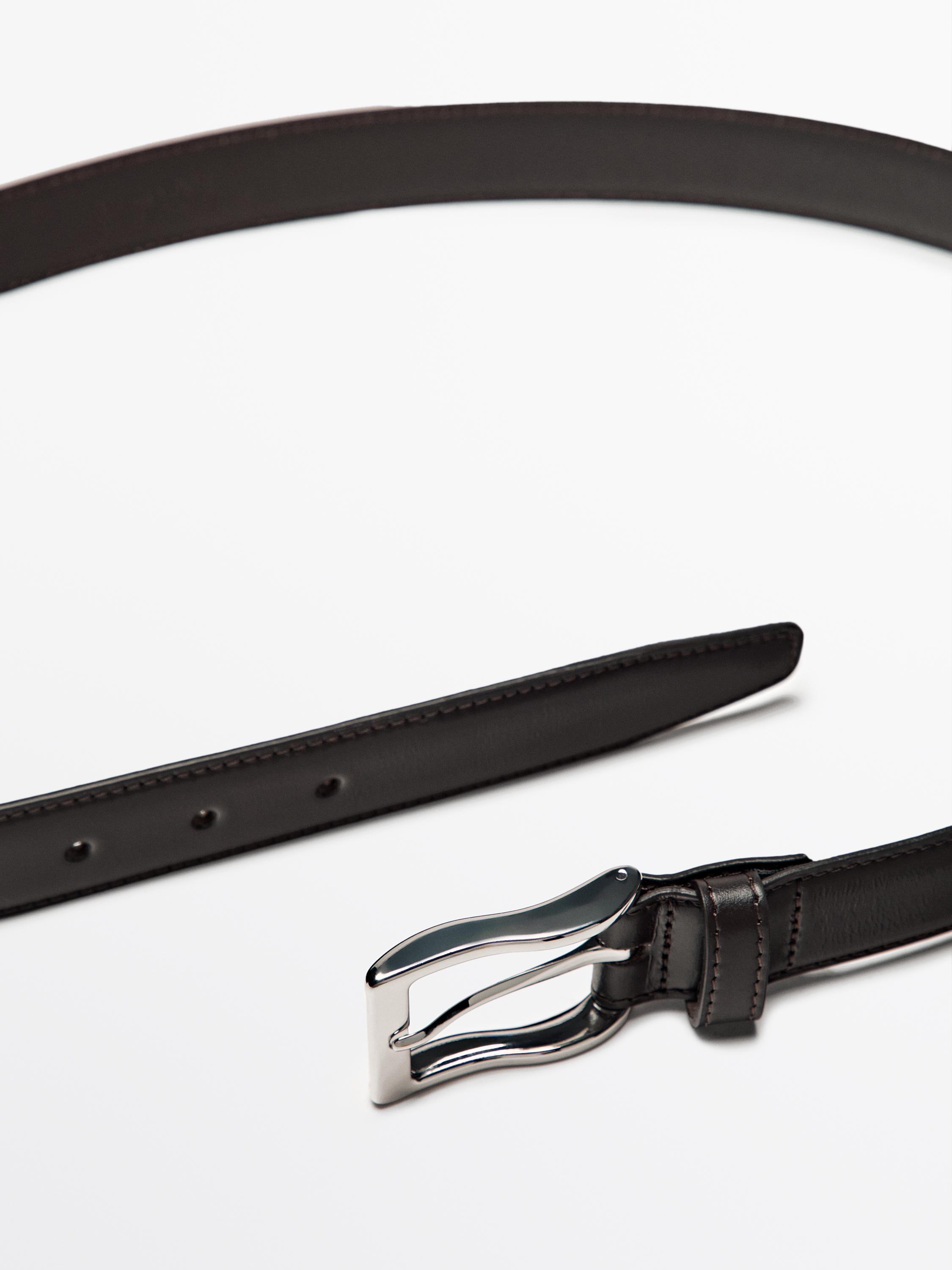 Smart nappa leather belt with topstitching