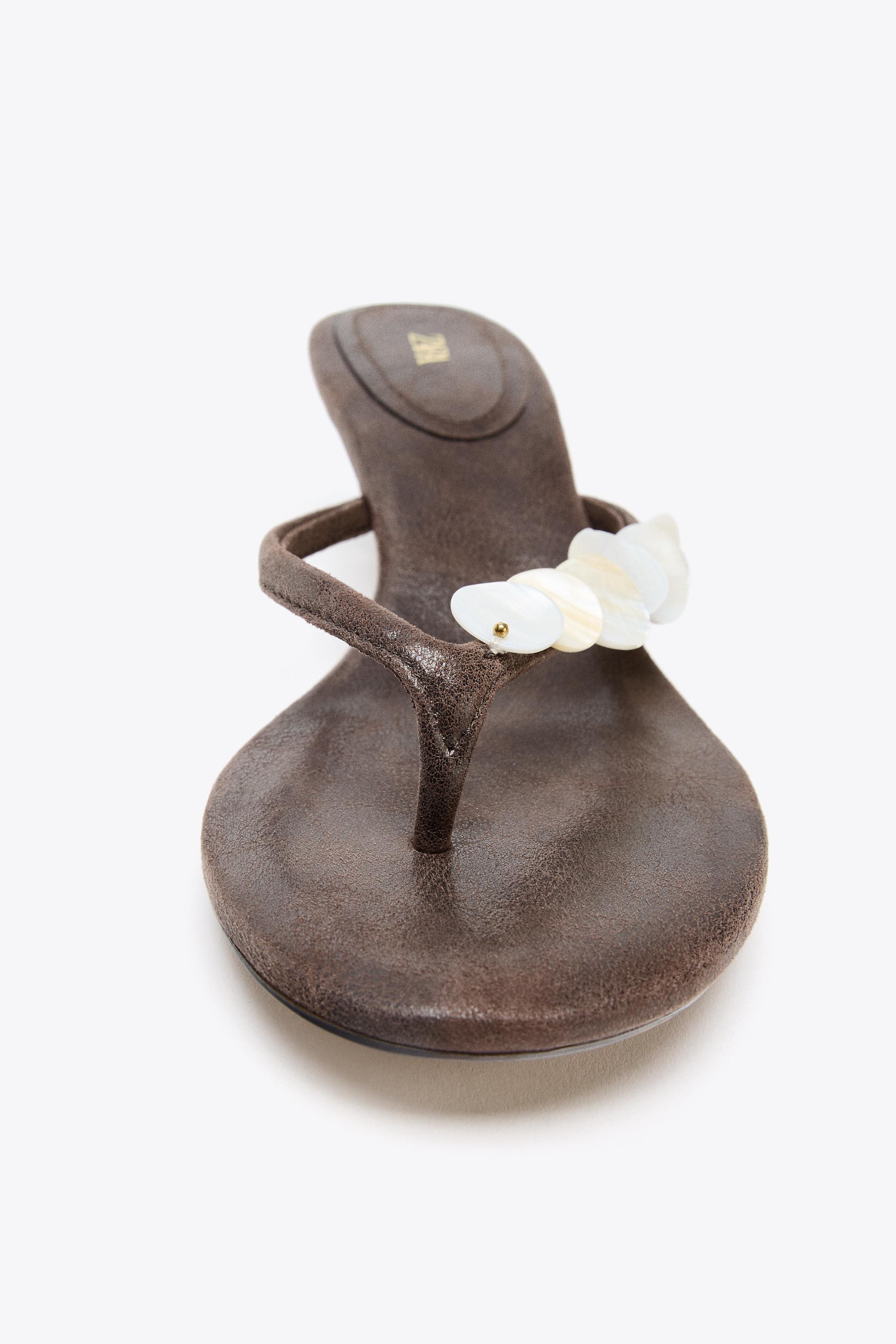 BEADED KITTEN HEEL SANDALS